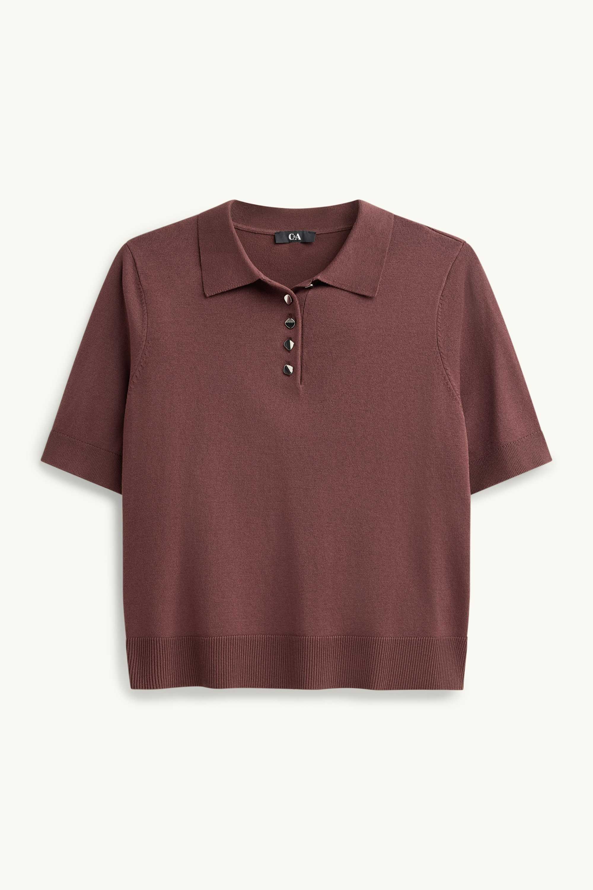 Knitted polo shirt - regular fit brown