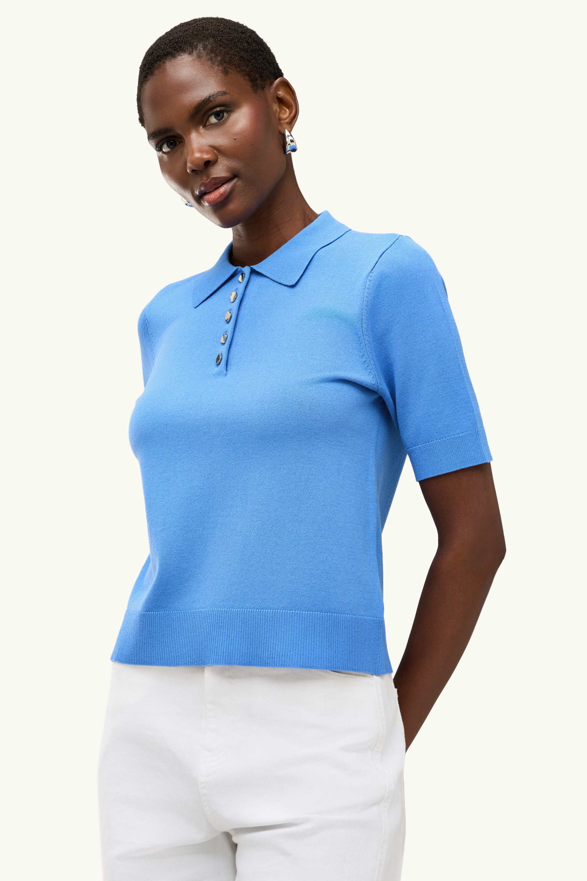 Knitted polo shirt - regular fit blue