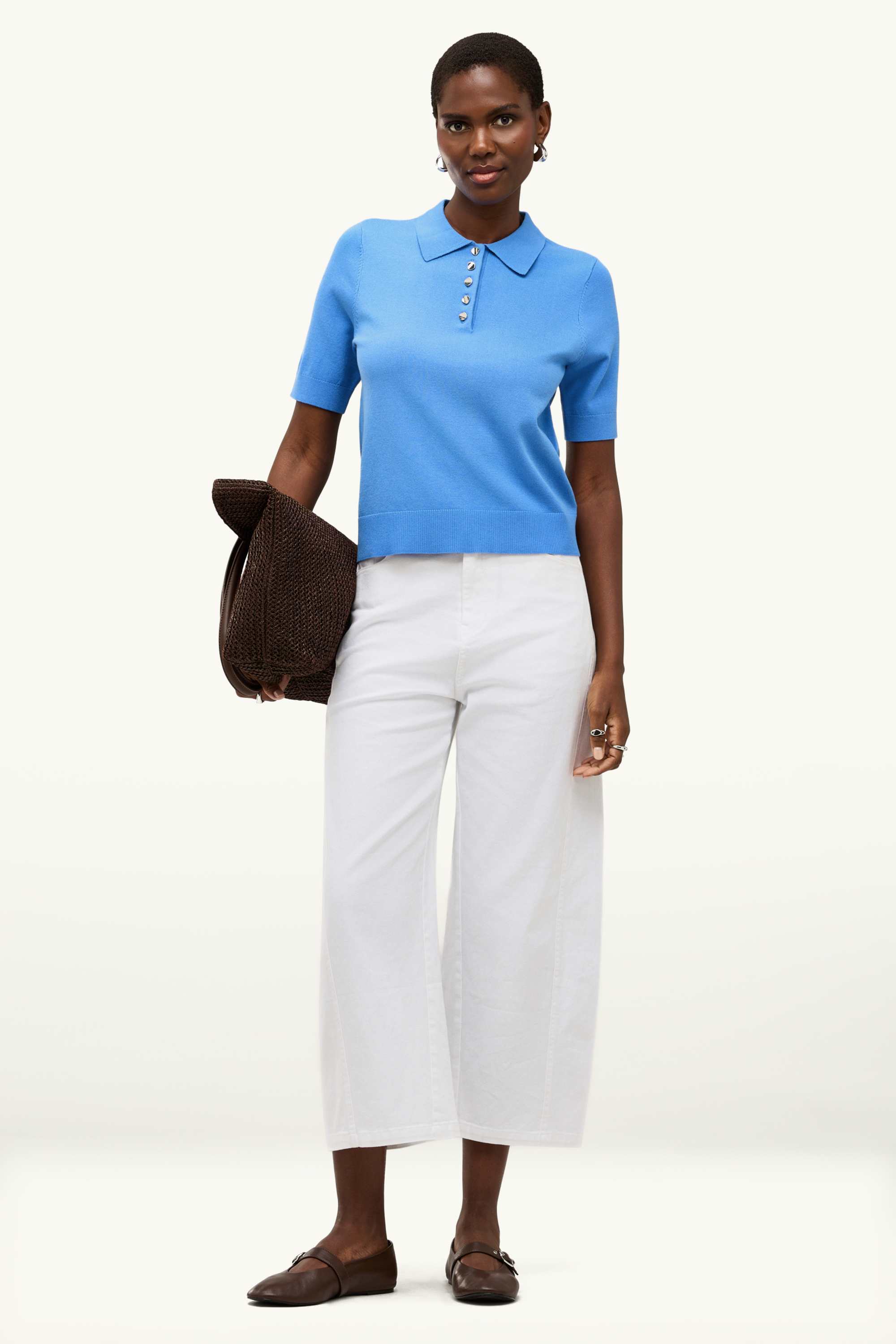 Knitted polo shirt - regular fit blue