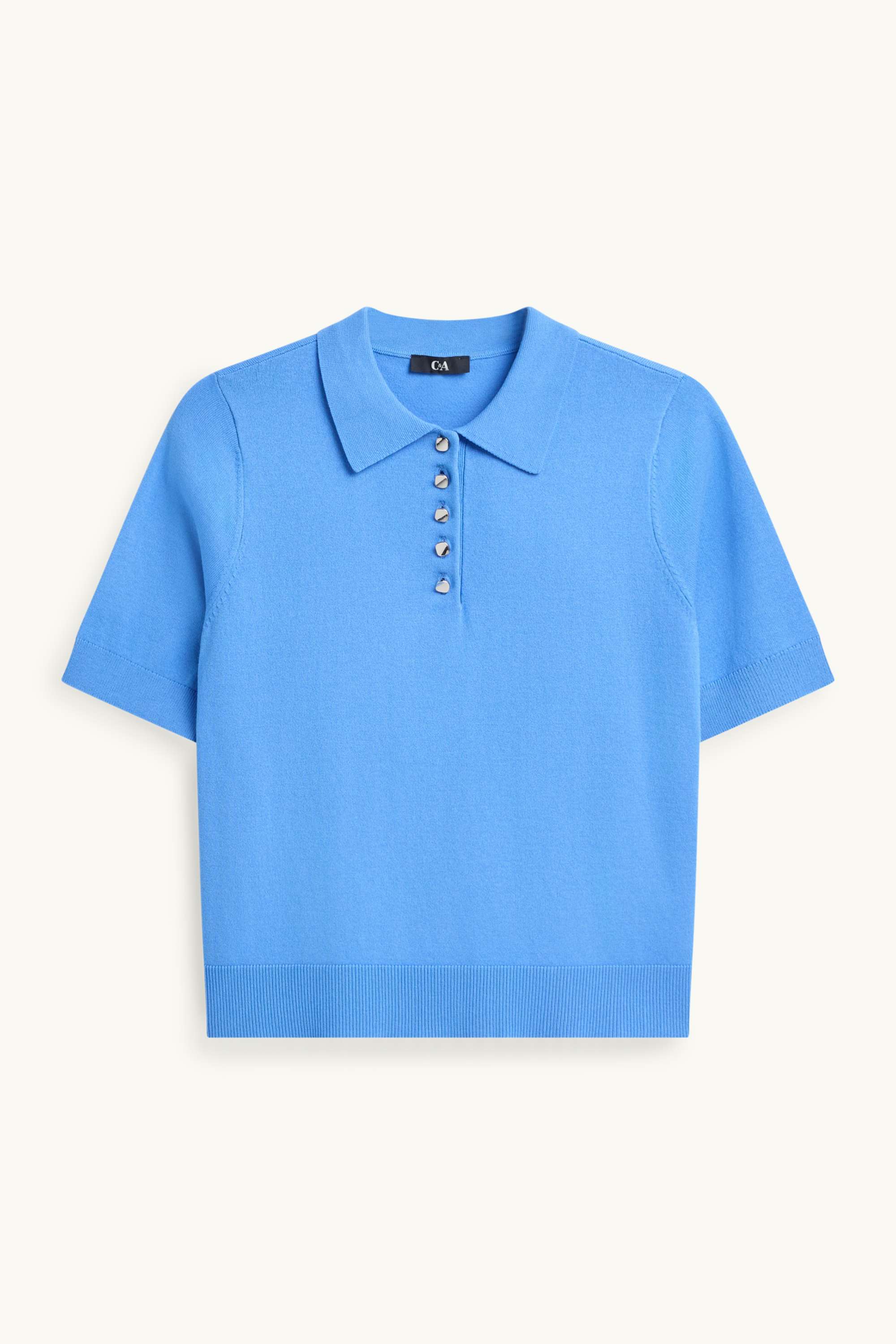 Knitted polo shirt - regular fit blue