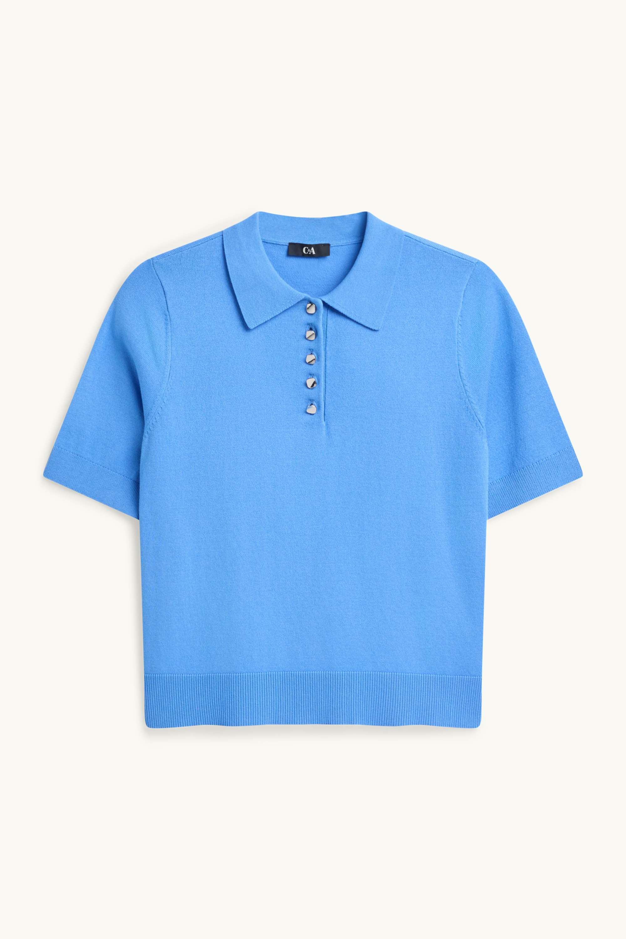 Knitted polo shirt - regular fit blue