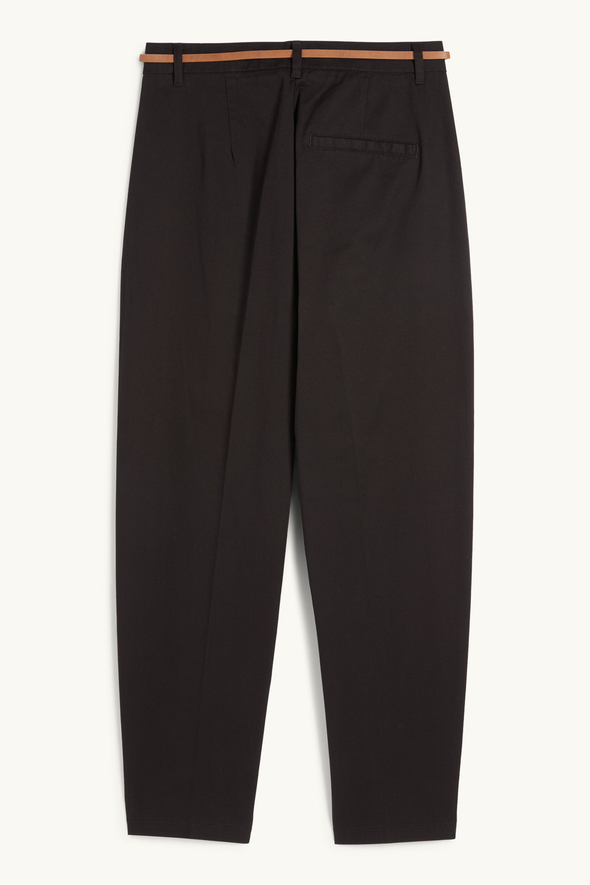 Cloth trousers with belt - high waist - barrel leg black