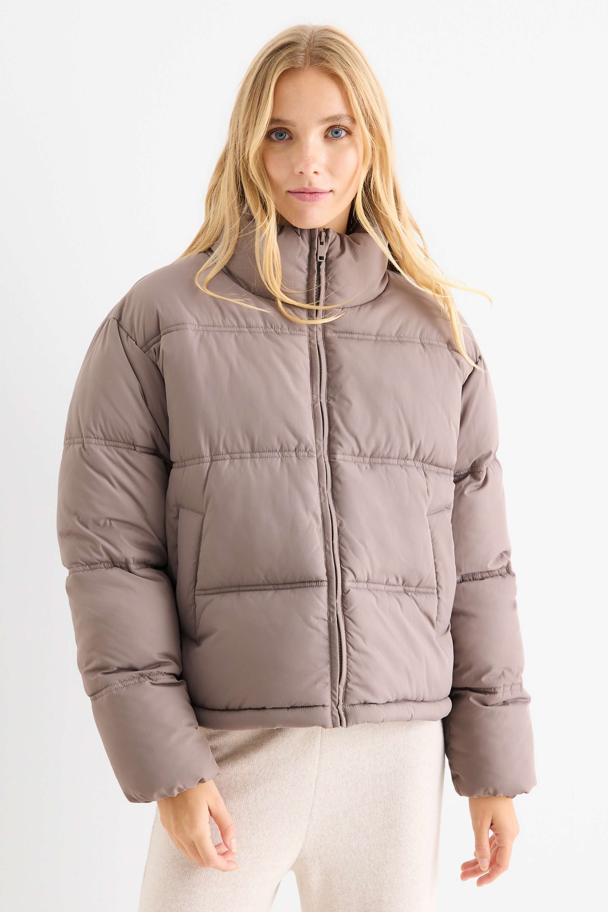 Quilted jacket taupe