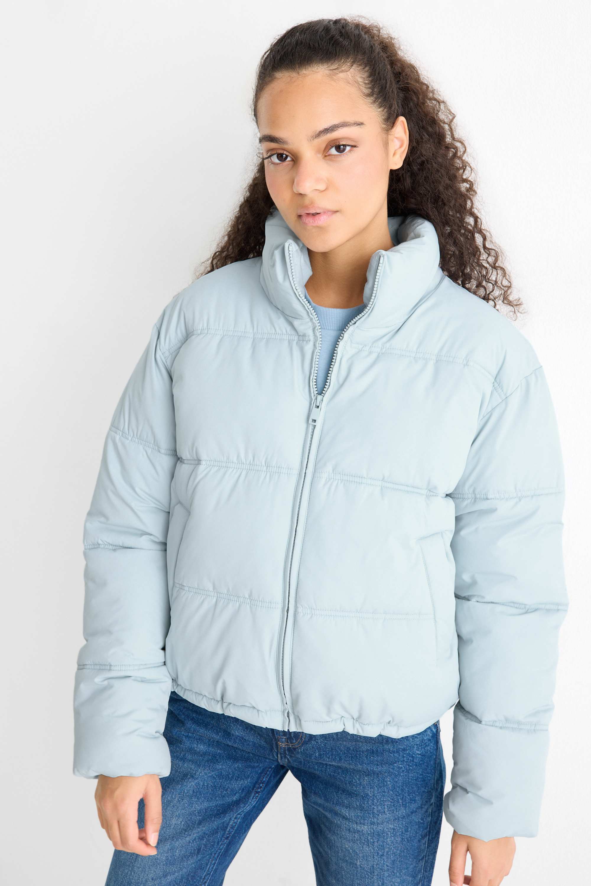 Quilted jacket light turquoise
