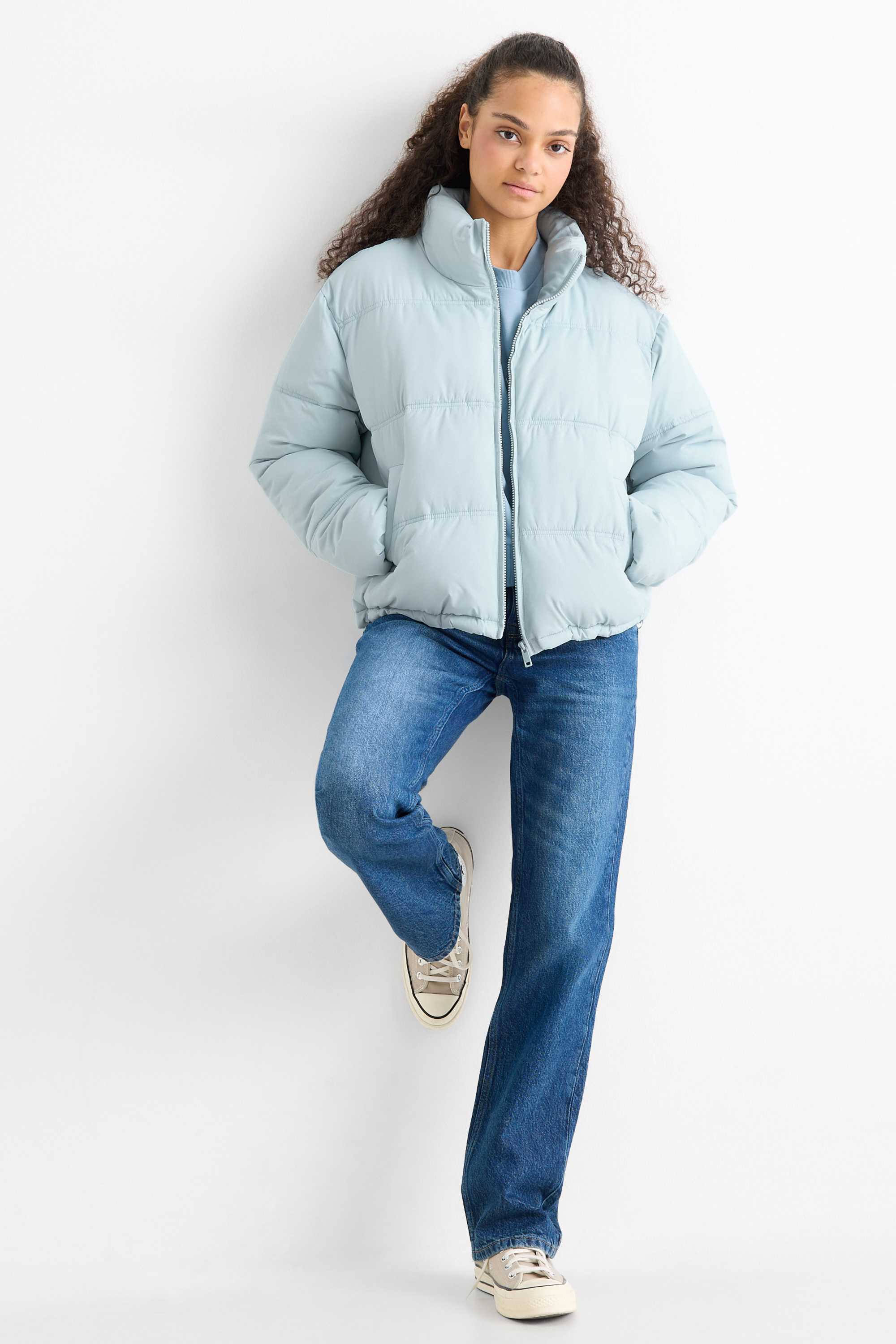 Quilted jacket light turquoise