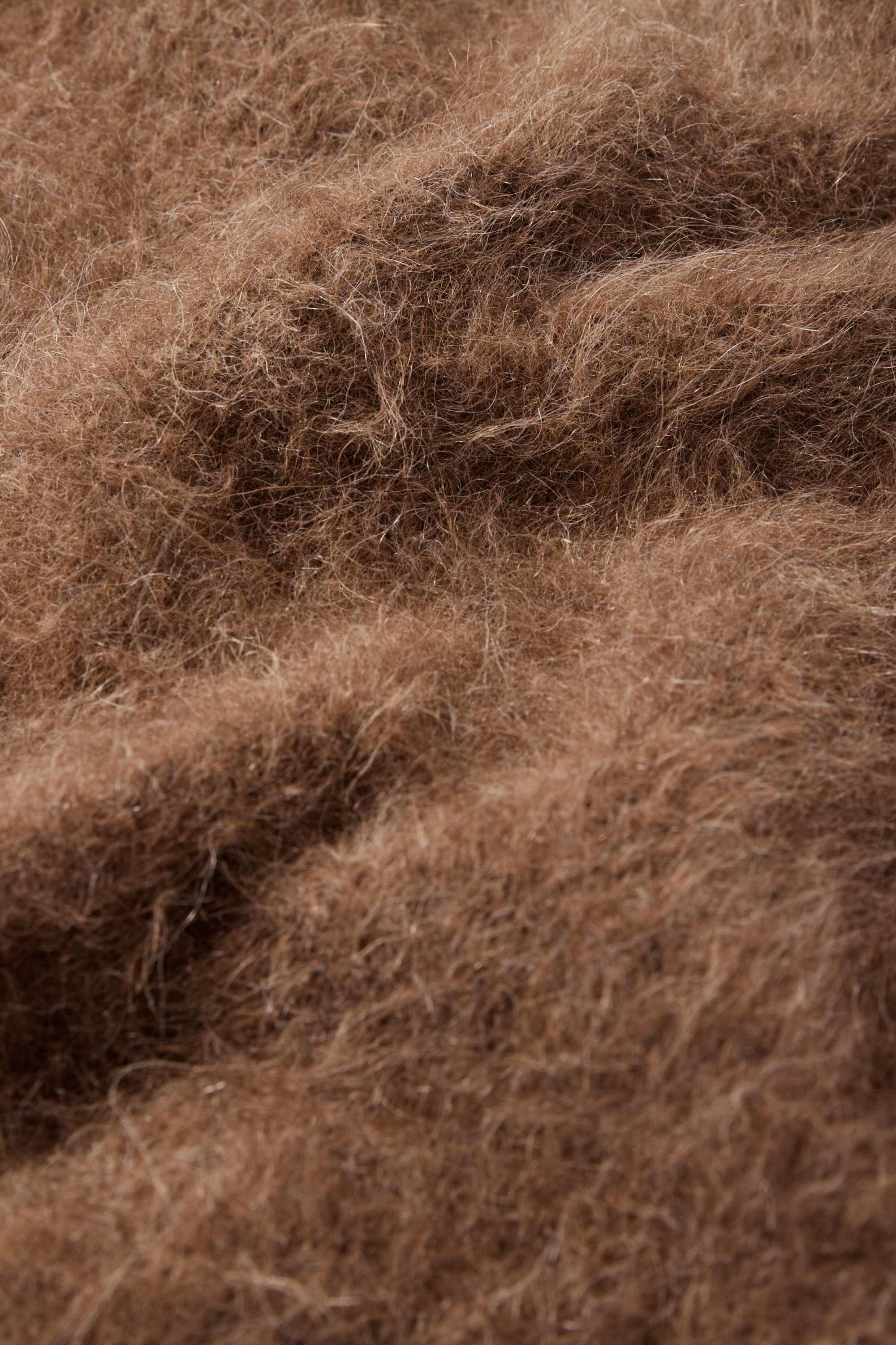 Knitted jumper - short sleeve - alpaca blend brown