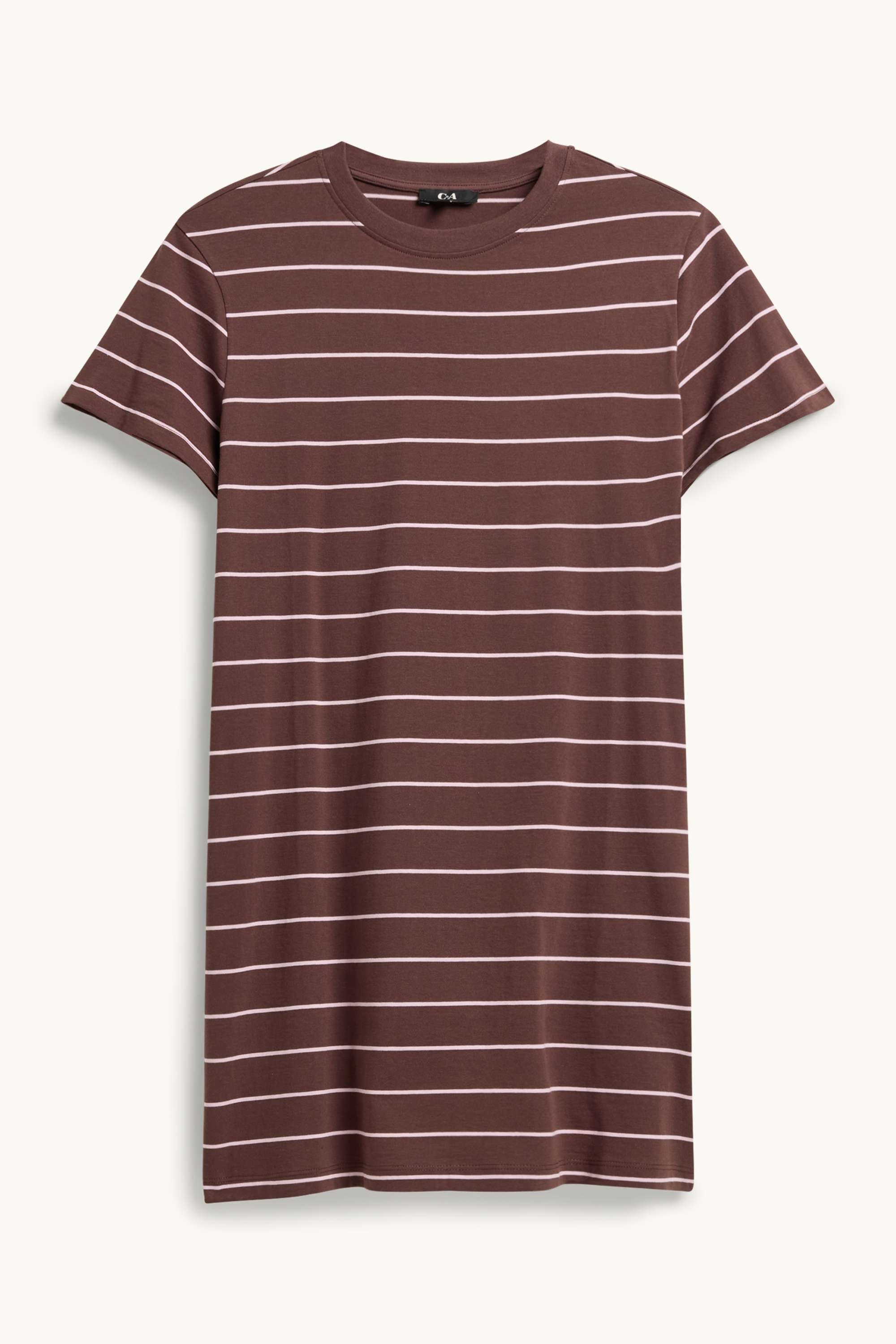 T-shirt dress - striped brown