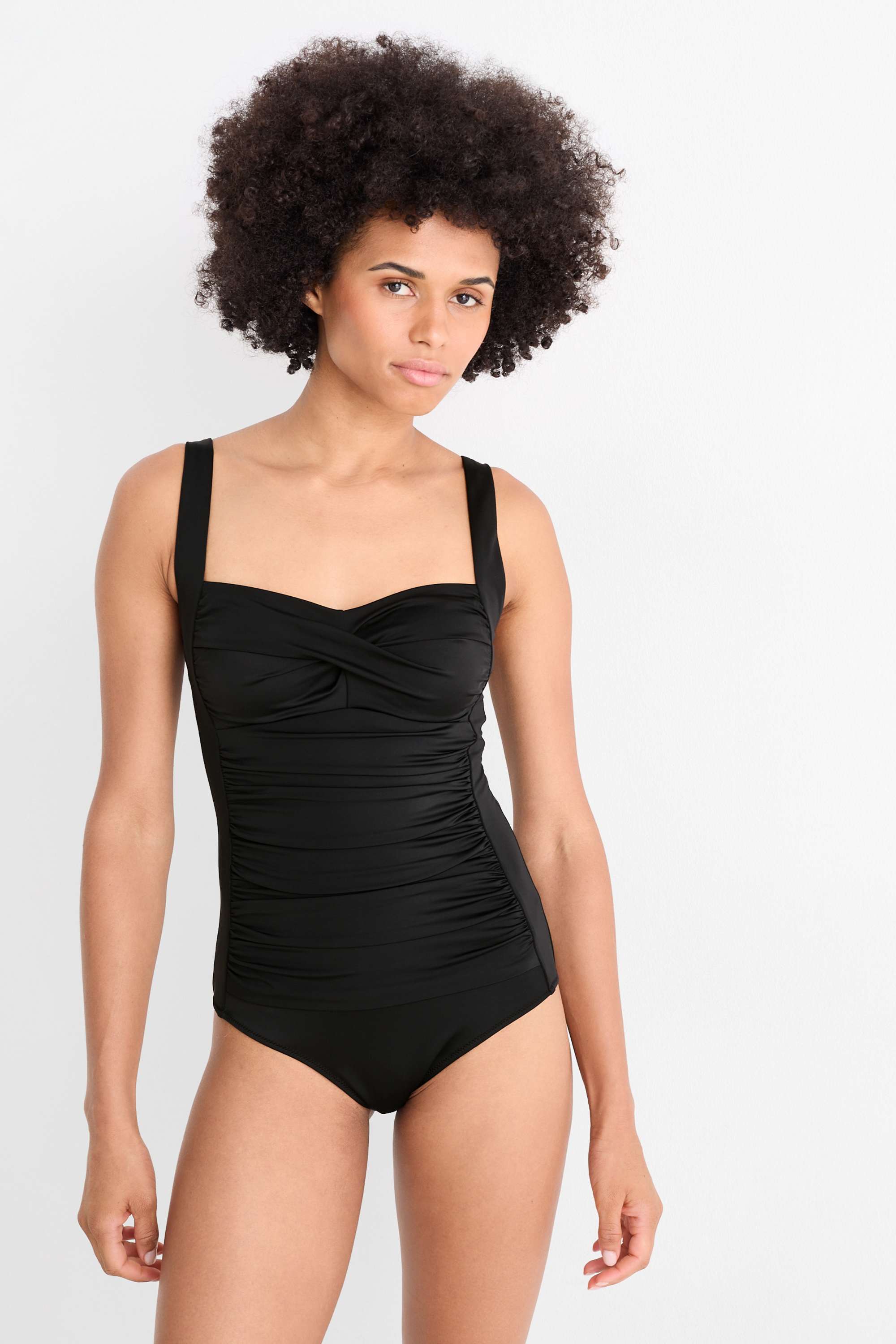Swimsuit with gathers - padded - LYCRA® XTRA LIFE™ black (1)