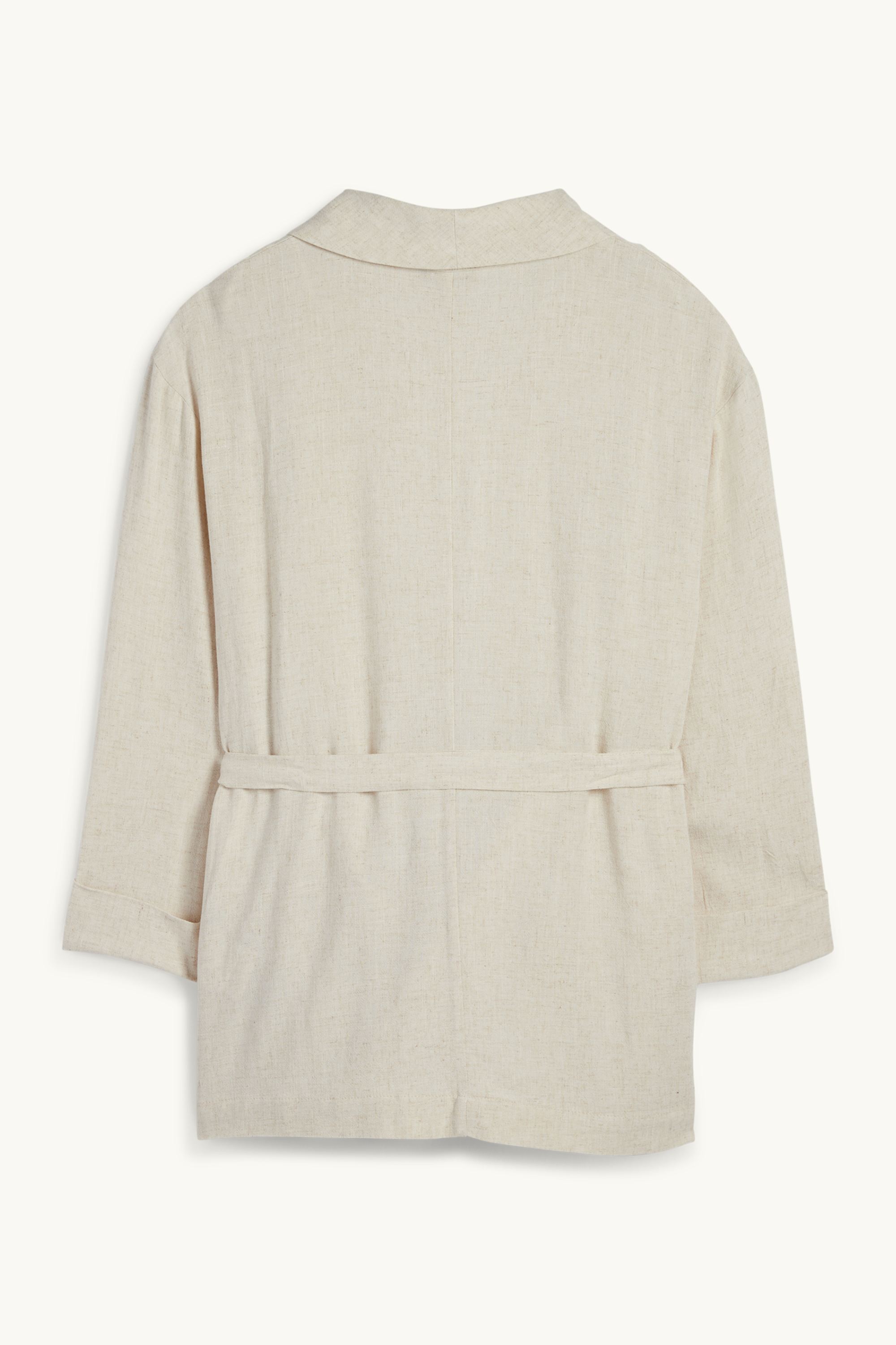 Long blazer with linen content - relaxed fit light beige