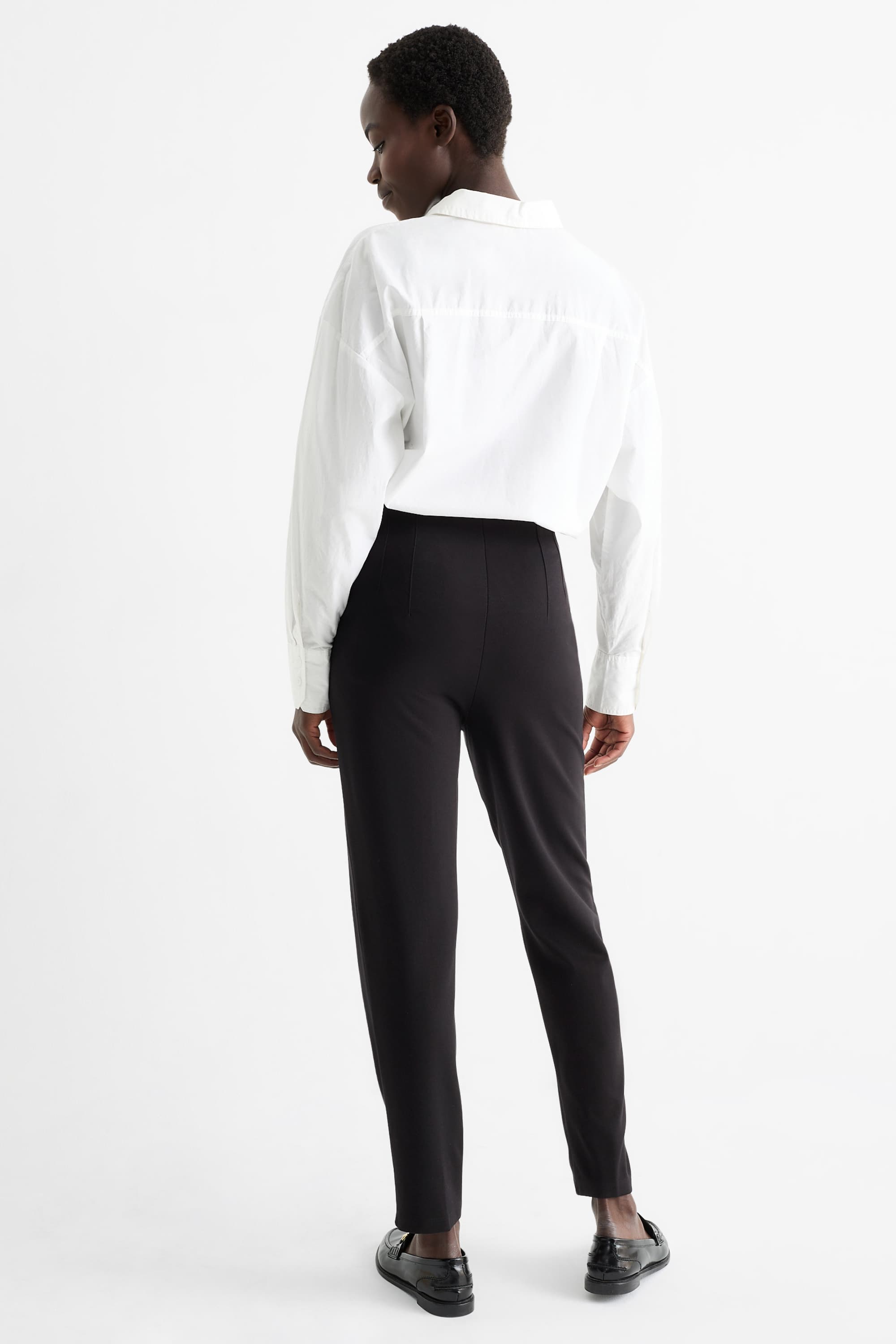 Jersey trousers - high waist - slim fit black