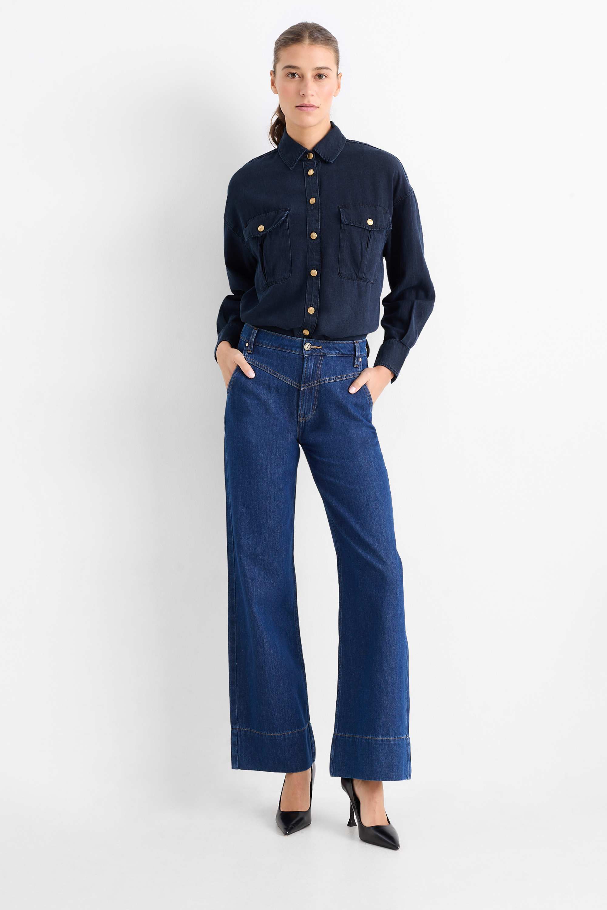 Denim blouse denim-dark blue