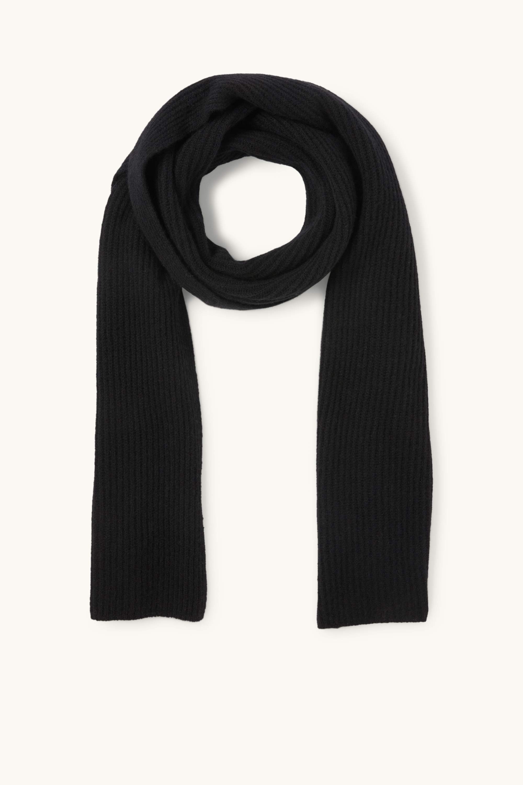 Cashmere scarf - ribbed black