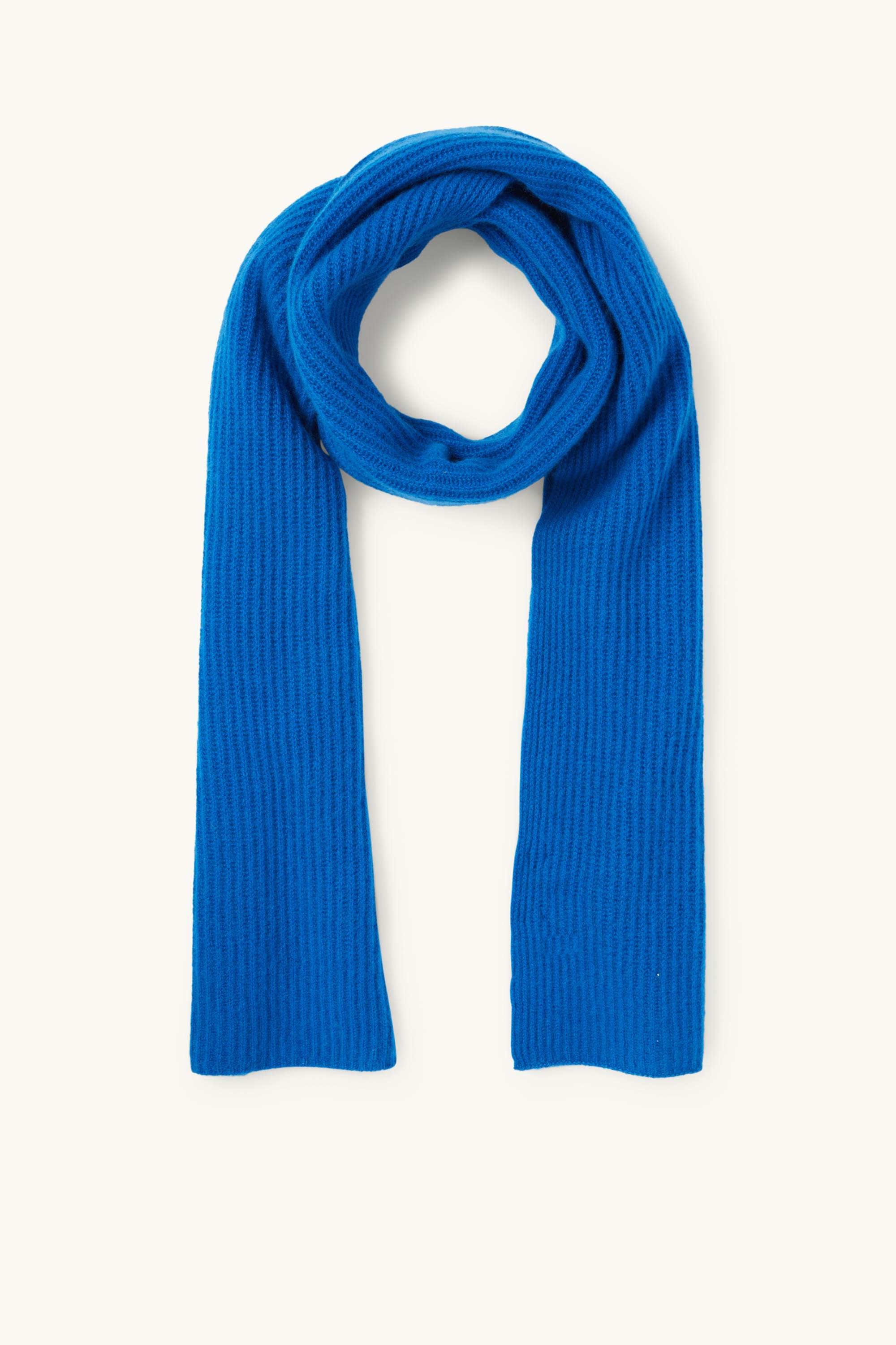 Cashmere scarf - ribbed blue