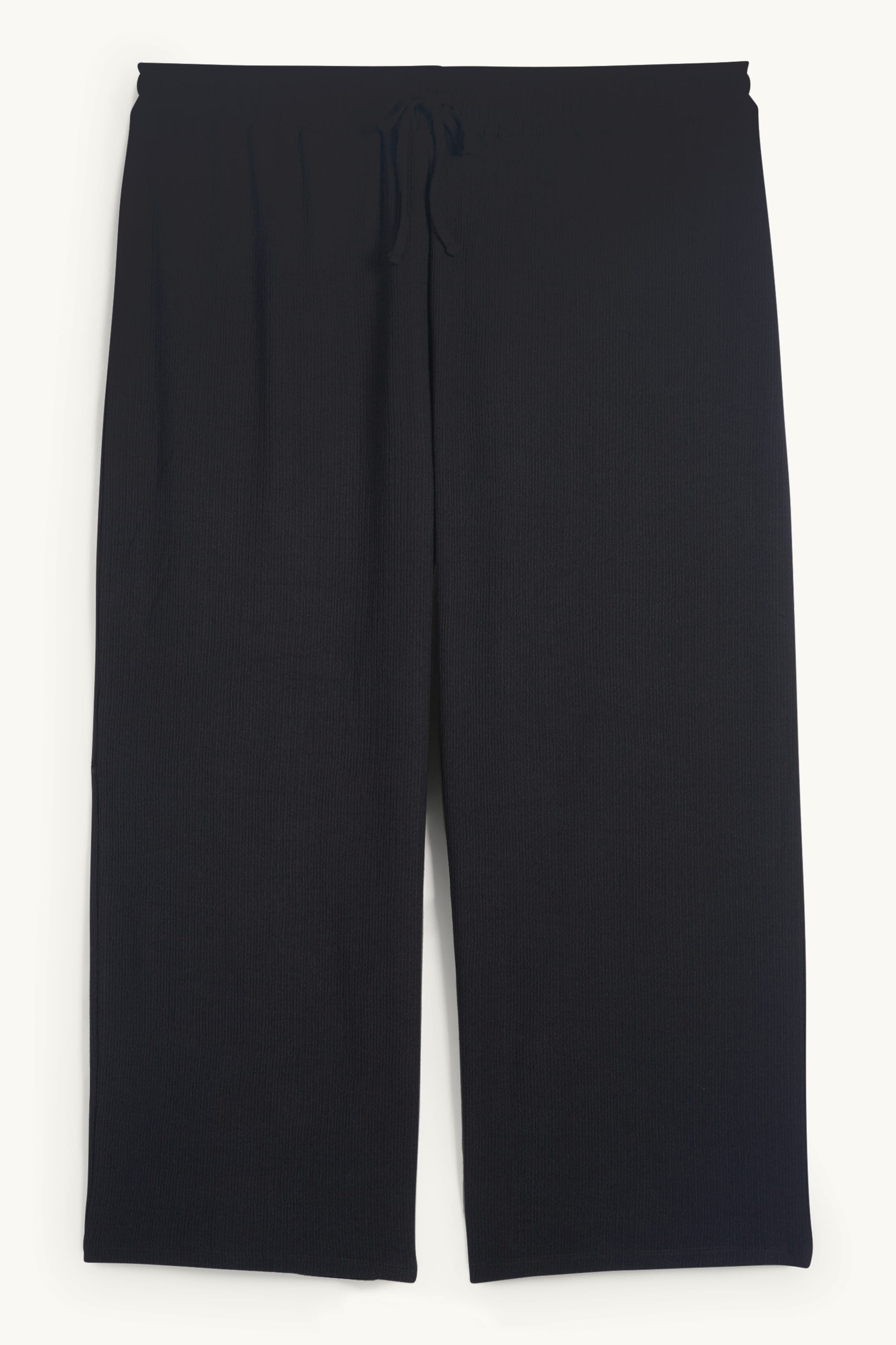 Jersey trousers - mid-rise waist - wide leg - textured black (1)