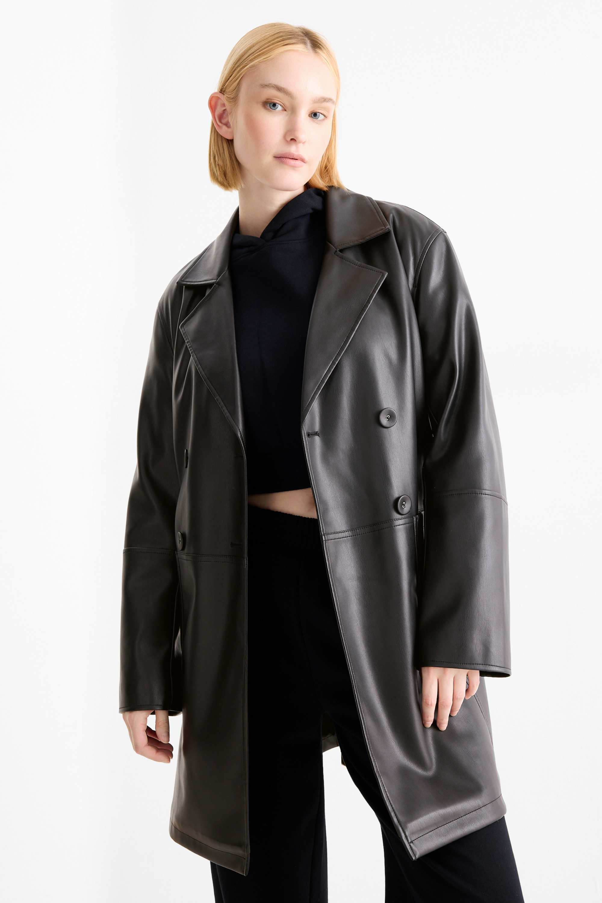 Coat - faux leather black