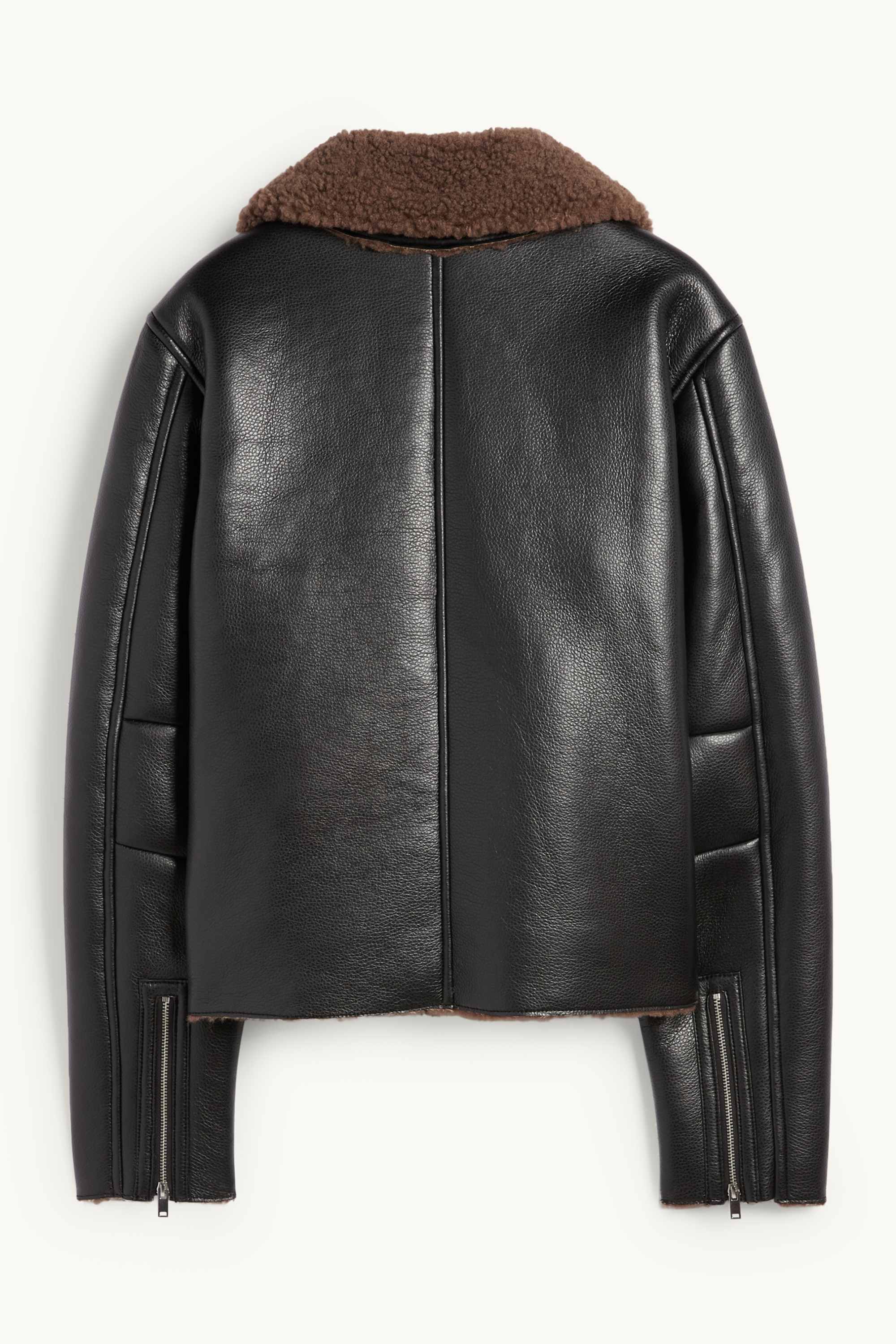 Faux shearling jacket - faux leather black