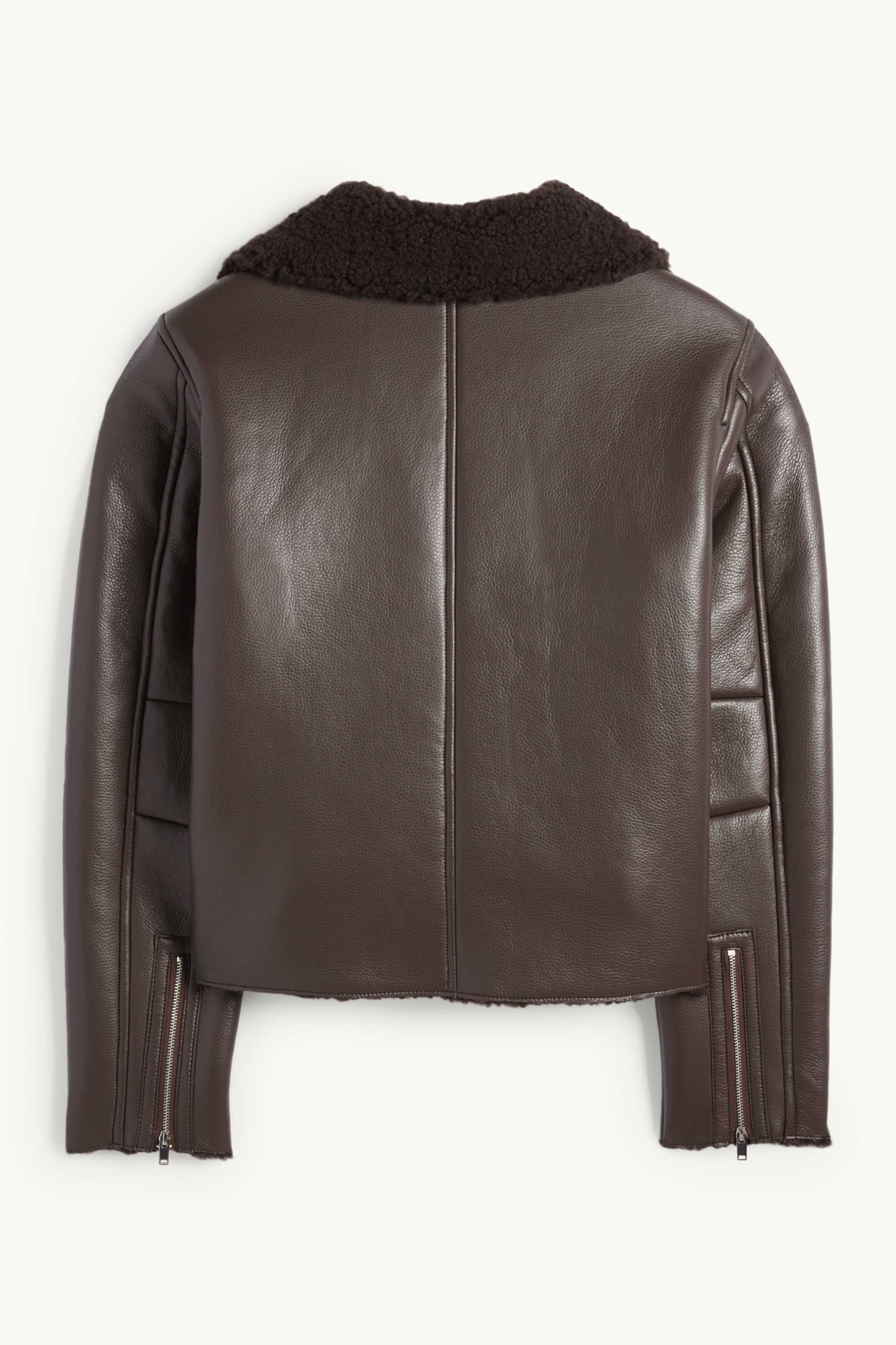 Faux shearling jacket - faux leather dark brown