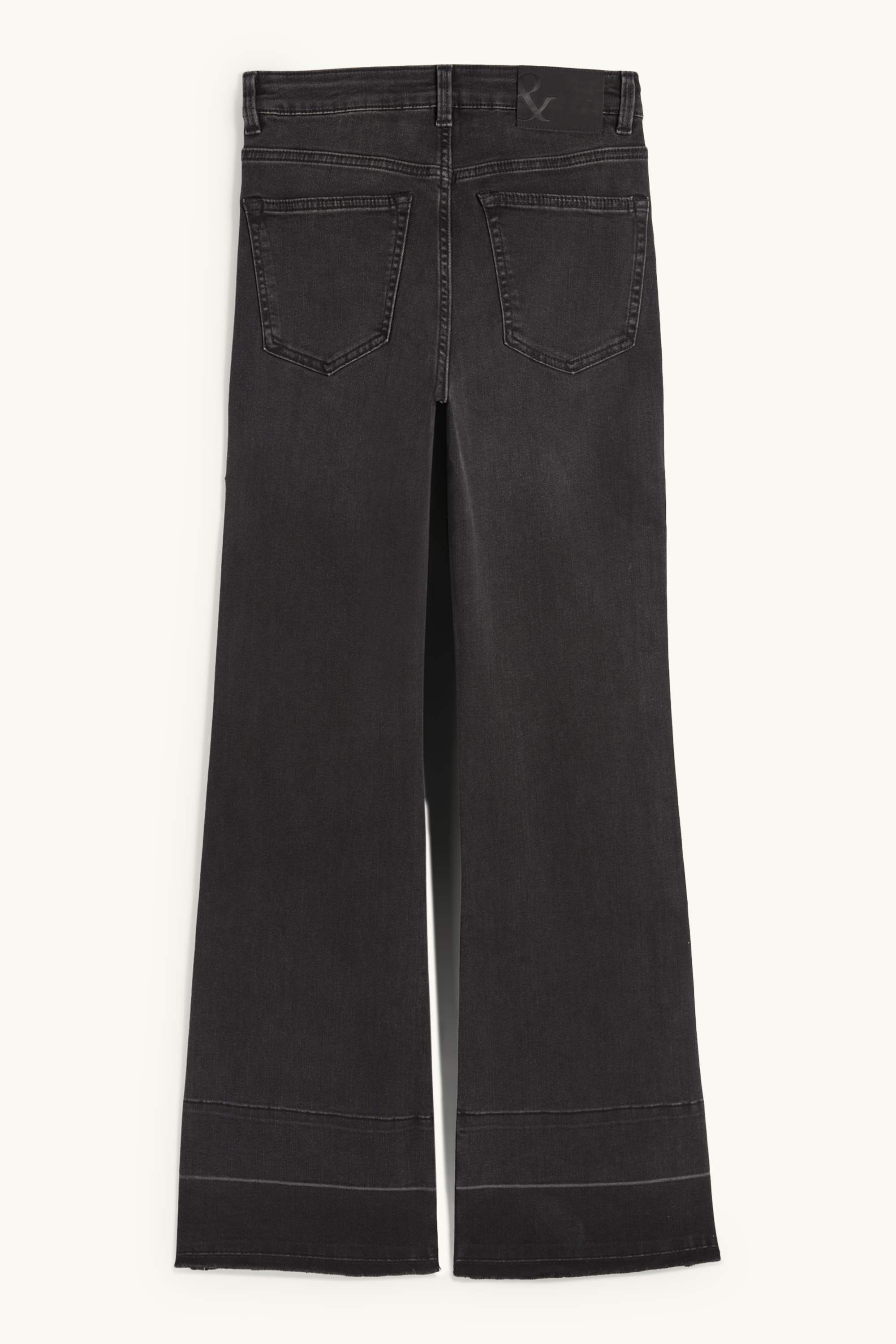Flared jeans - mid-rise waist denim-dark gray