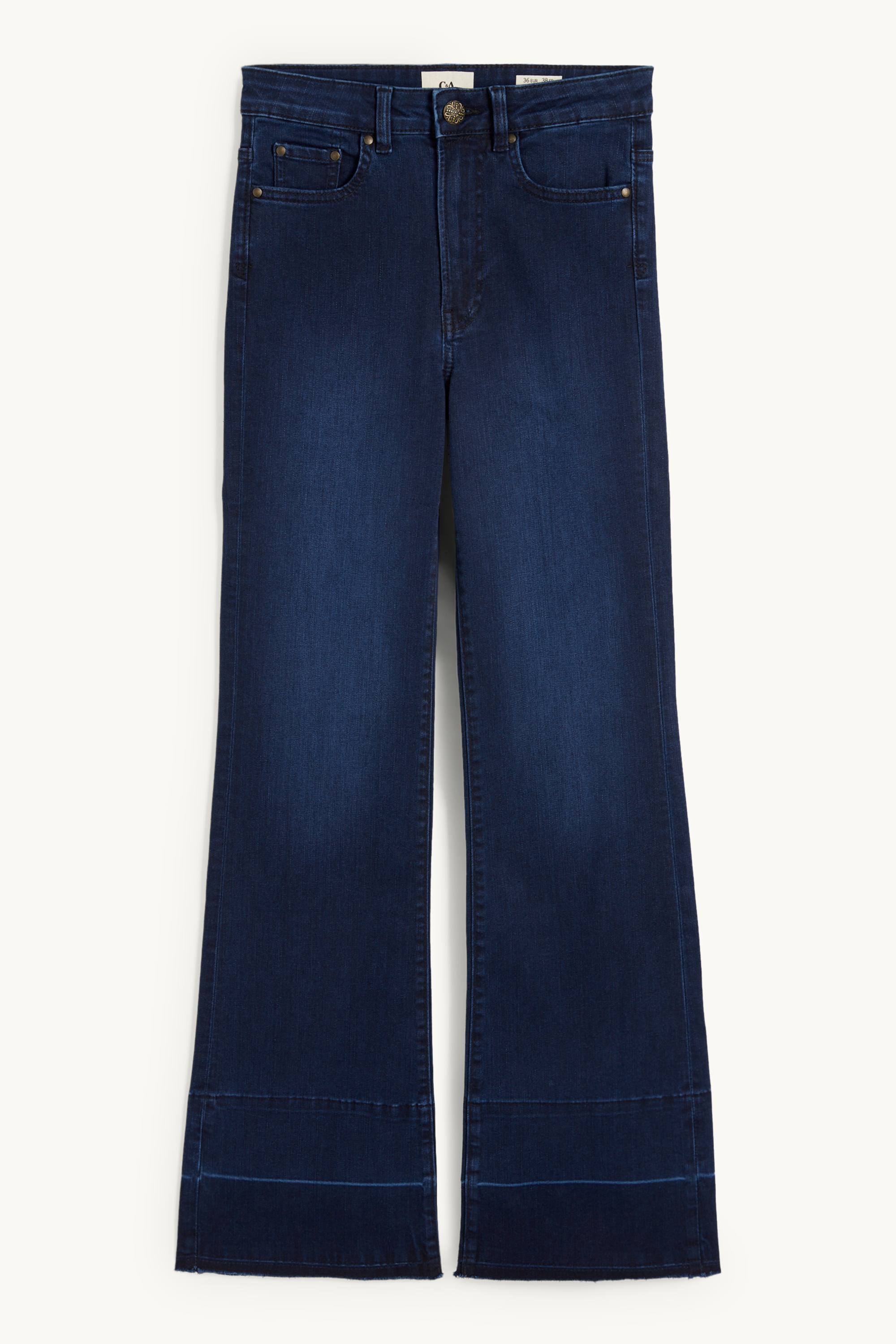 Flared jeans - mid-rise waist denim-dark blue