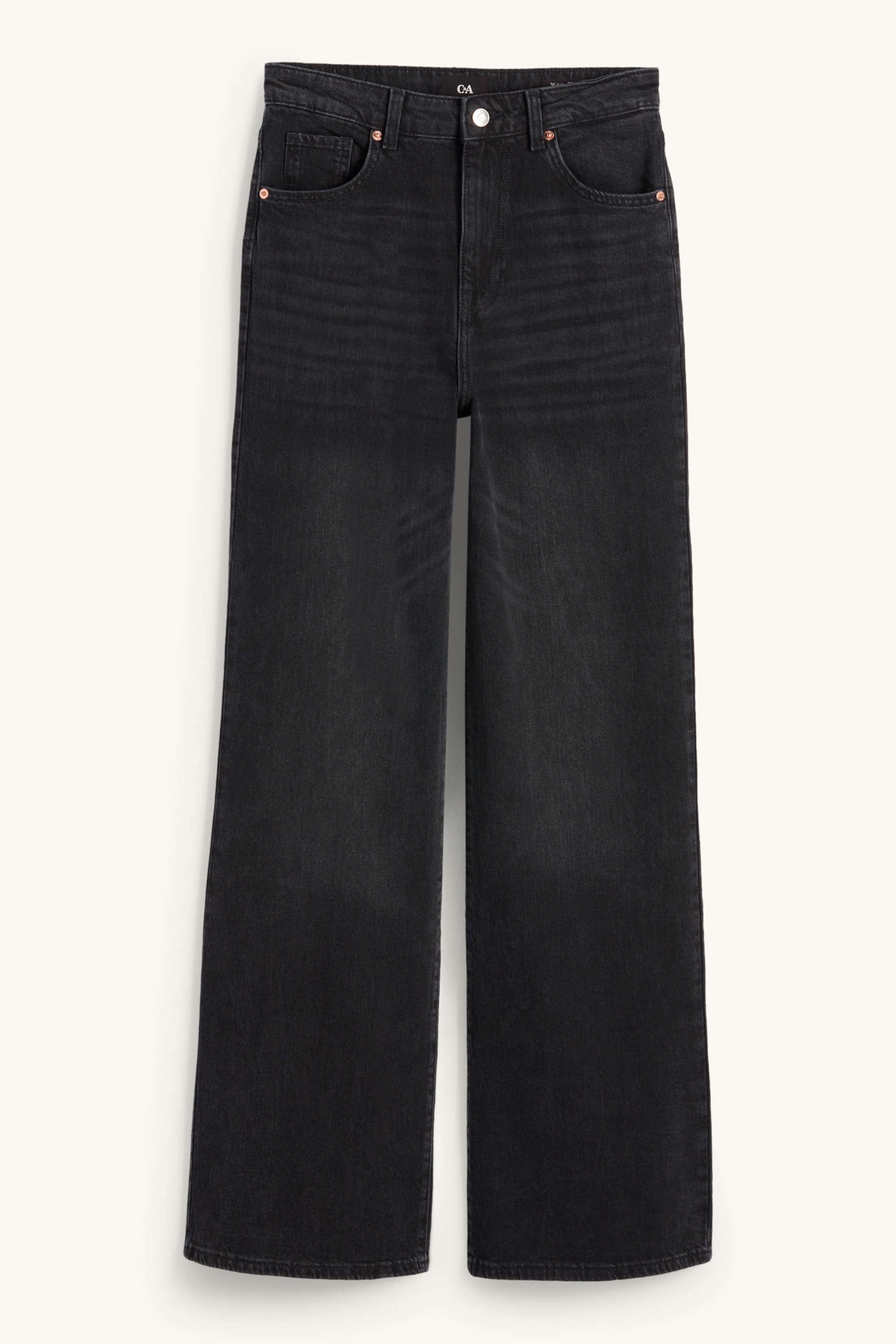 Wide leg jeans - high waist black (2)