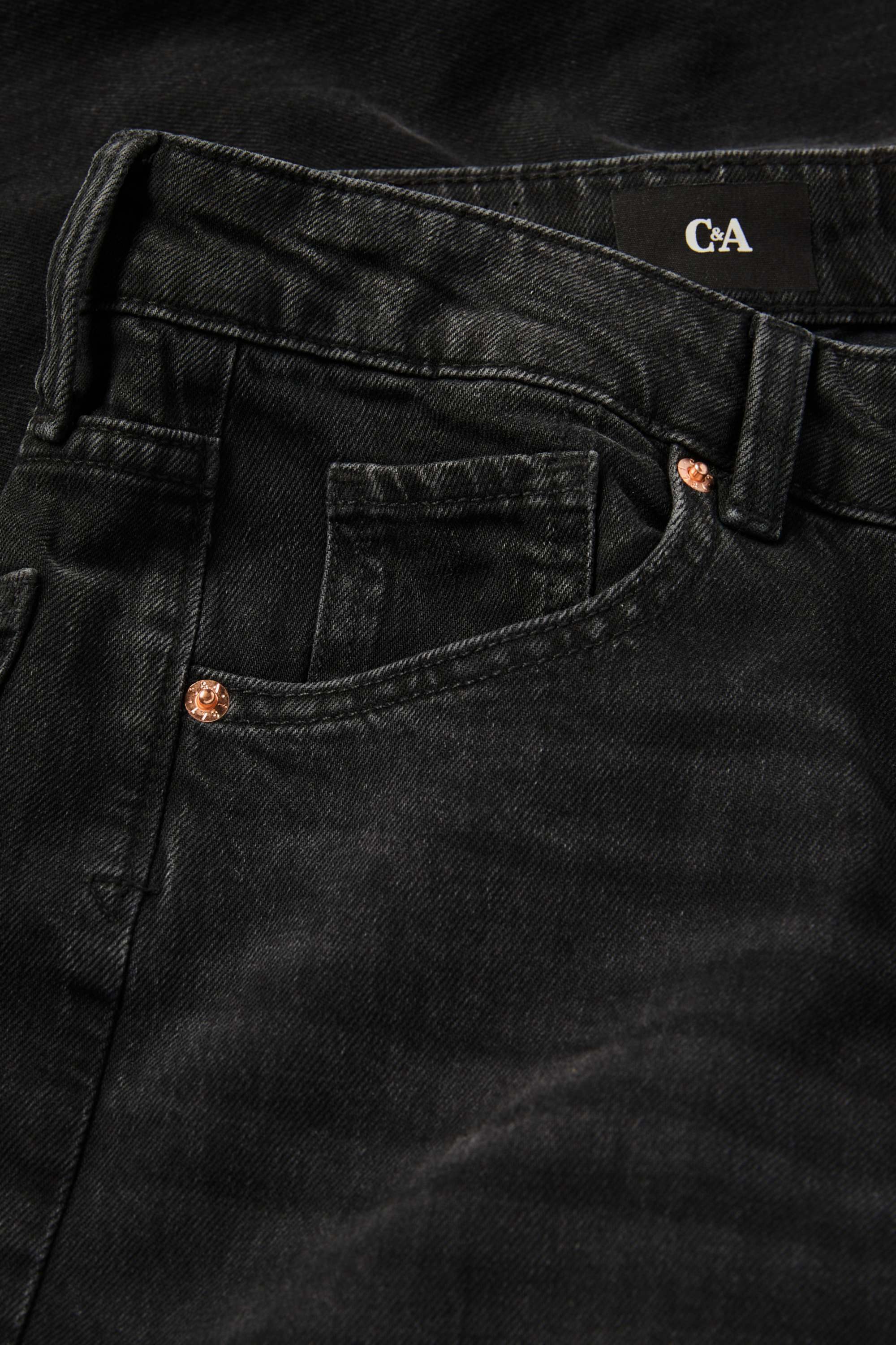 Wide leg jeans - high waist black (2)