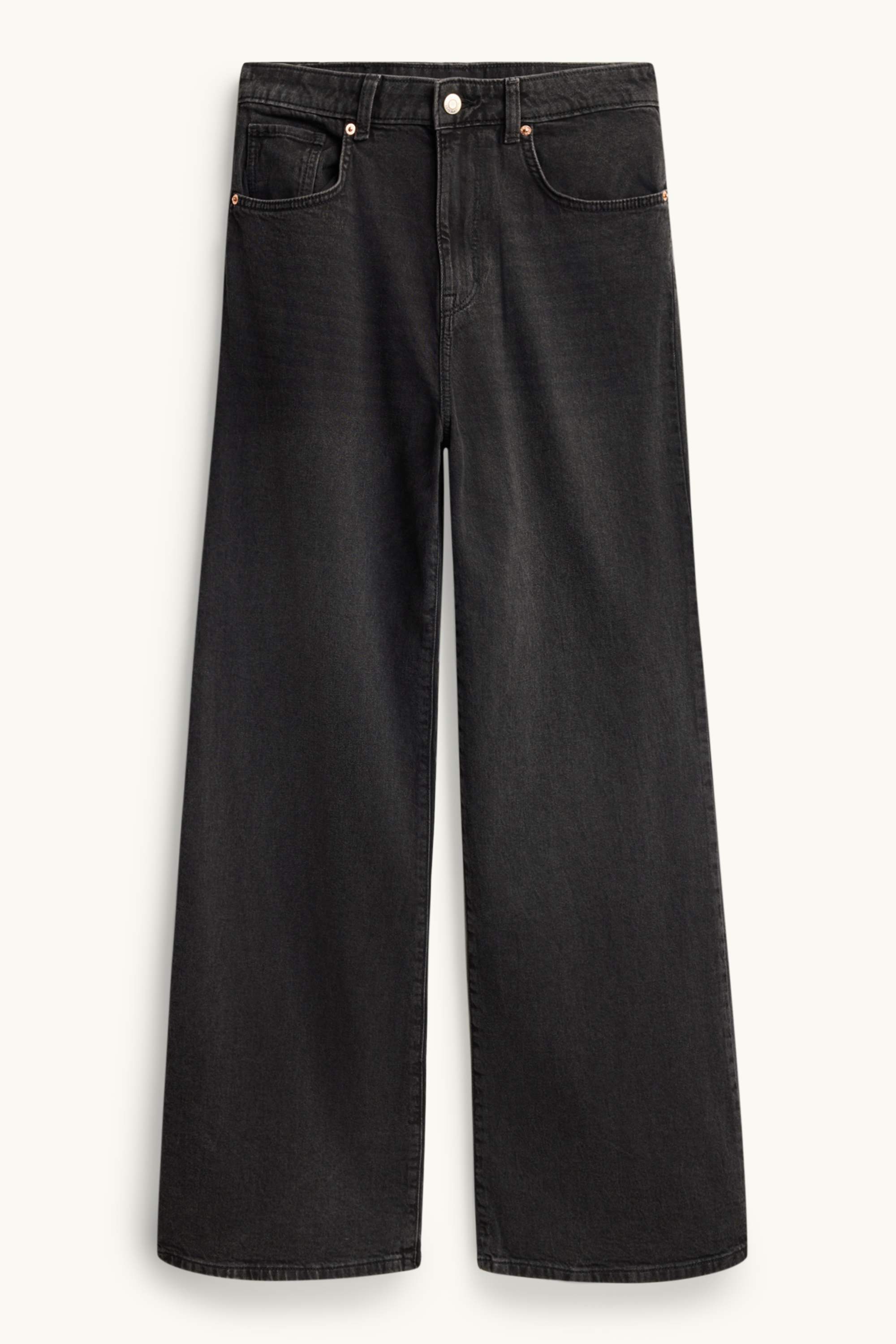 Wide leg jeans - high waist black (3)
