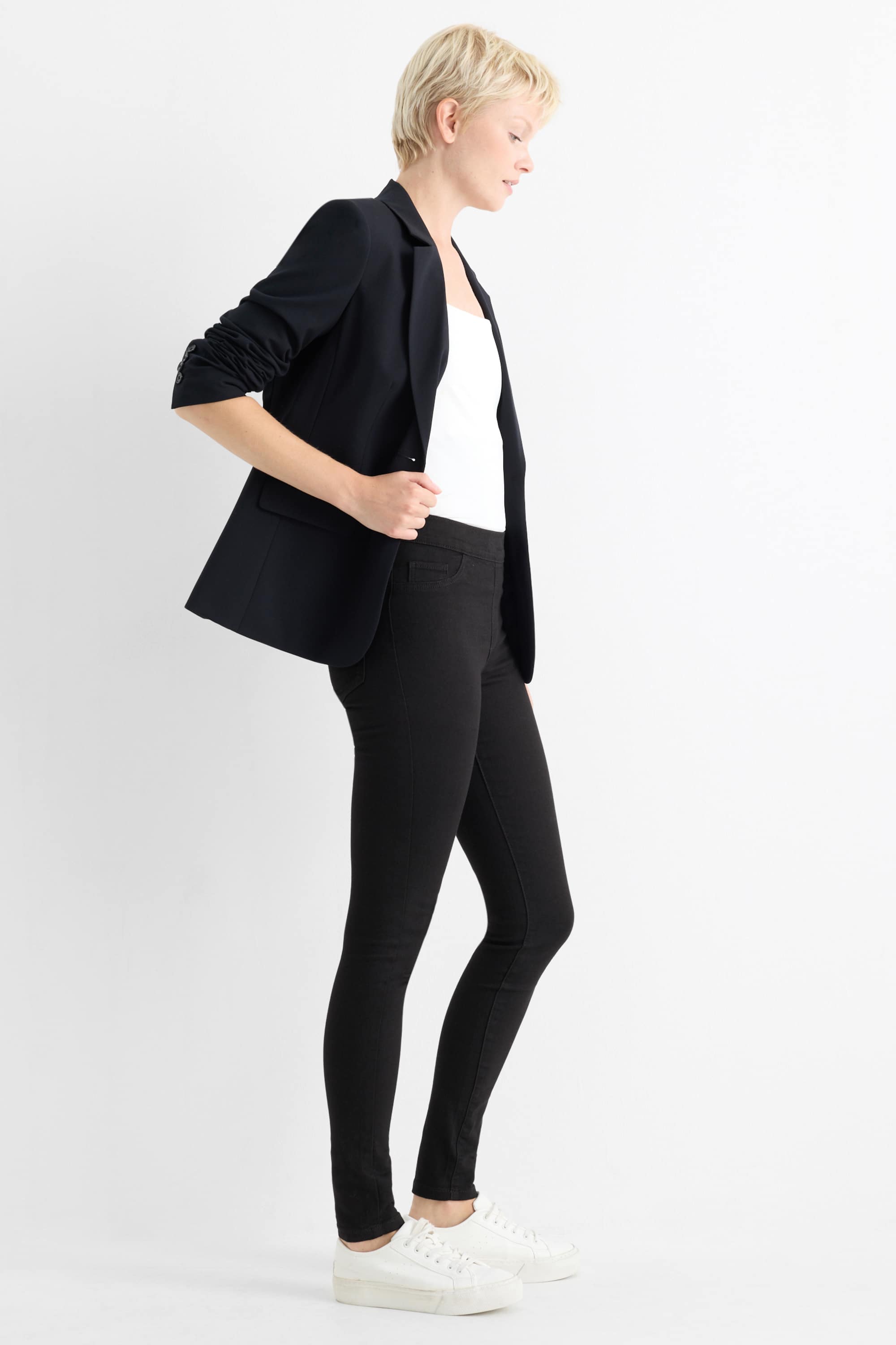 Jegging jeans - mid-rise waist black (1)
