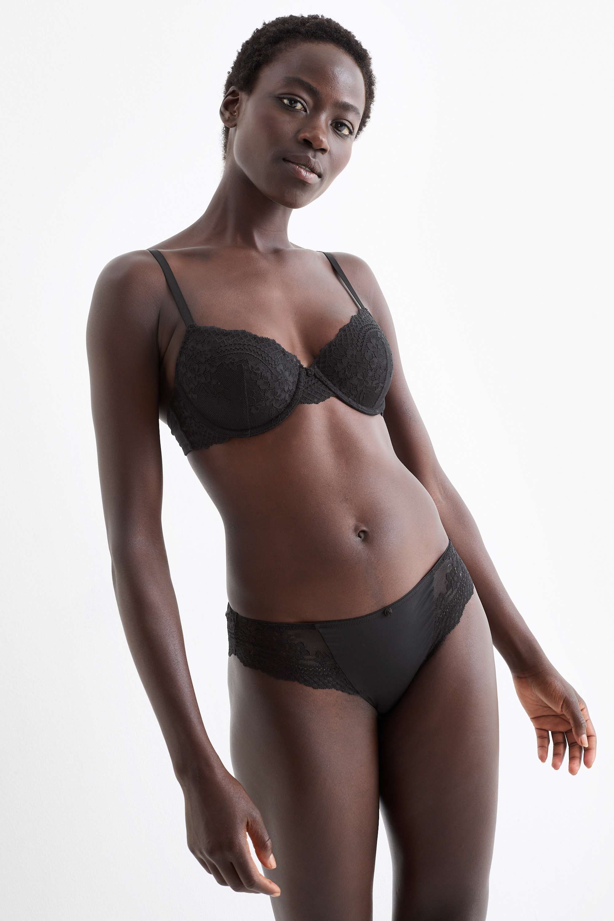 Underwire bra - DEMI - padded black