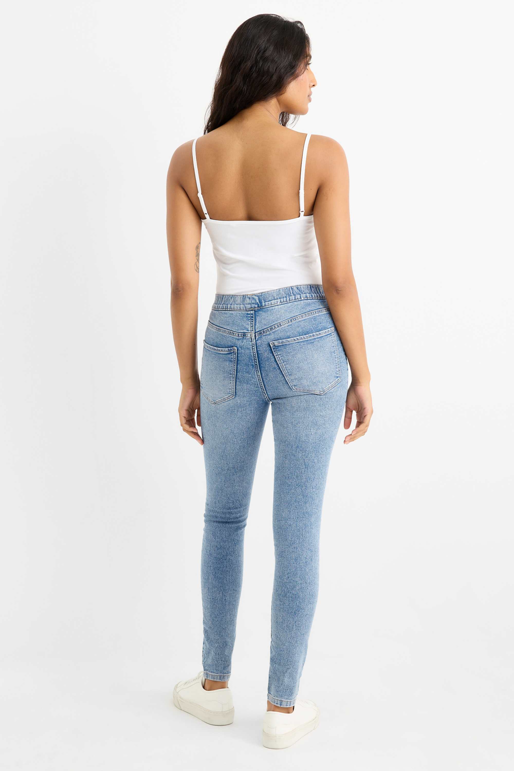 Jegging jeans - mid-rise waist denim-light blue (1)