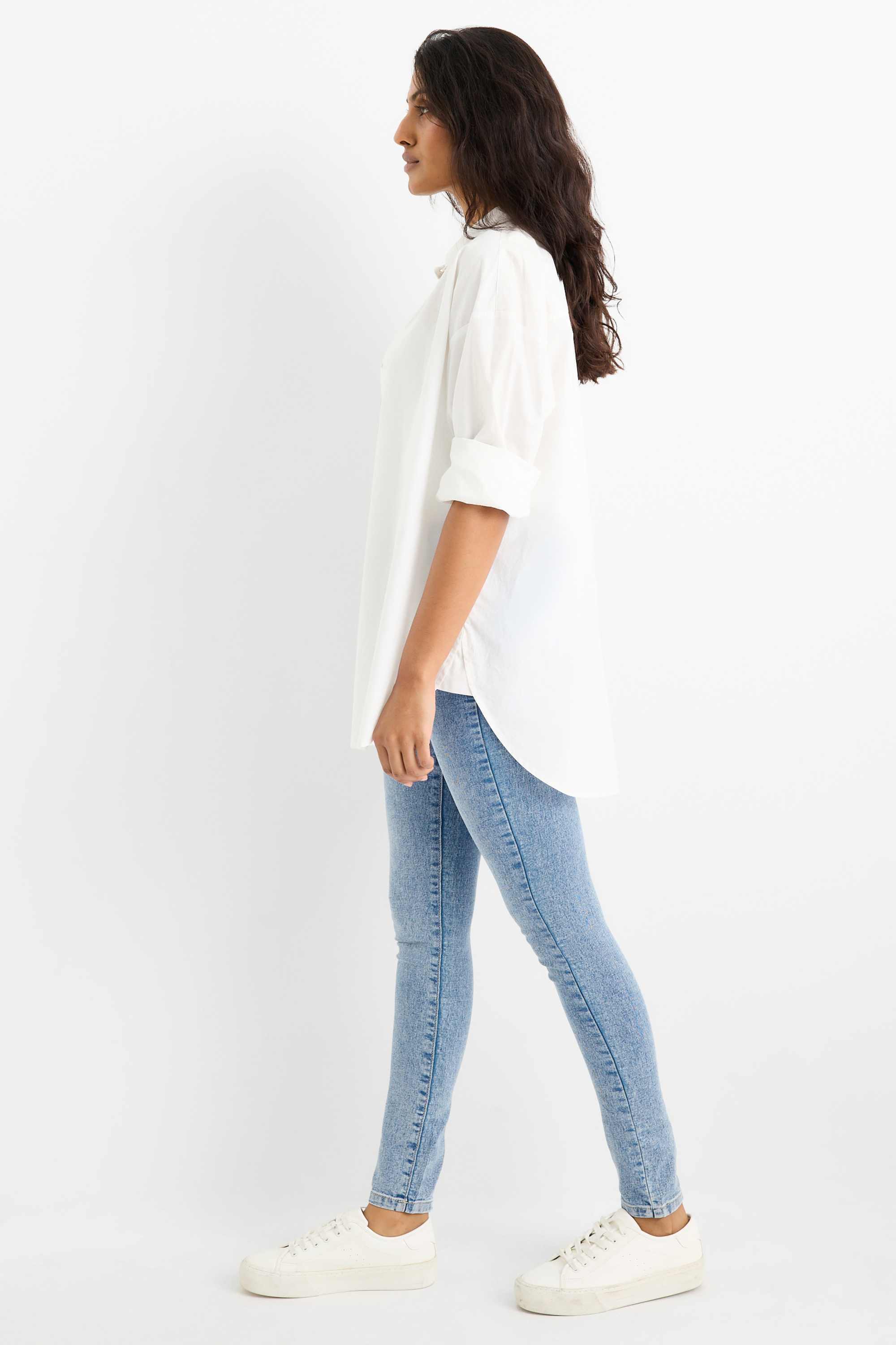 Jegging jeans - mid-rise waist denim-light blue (1)
