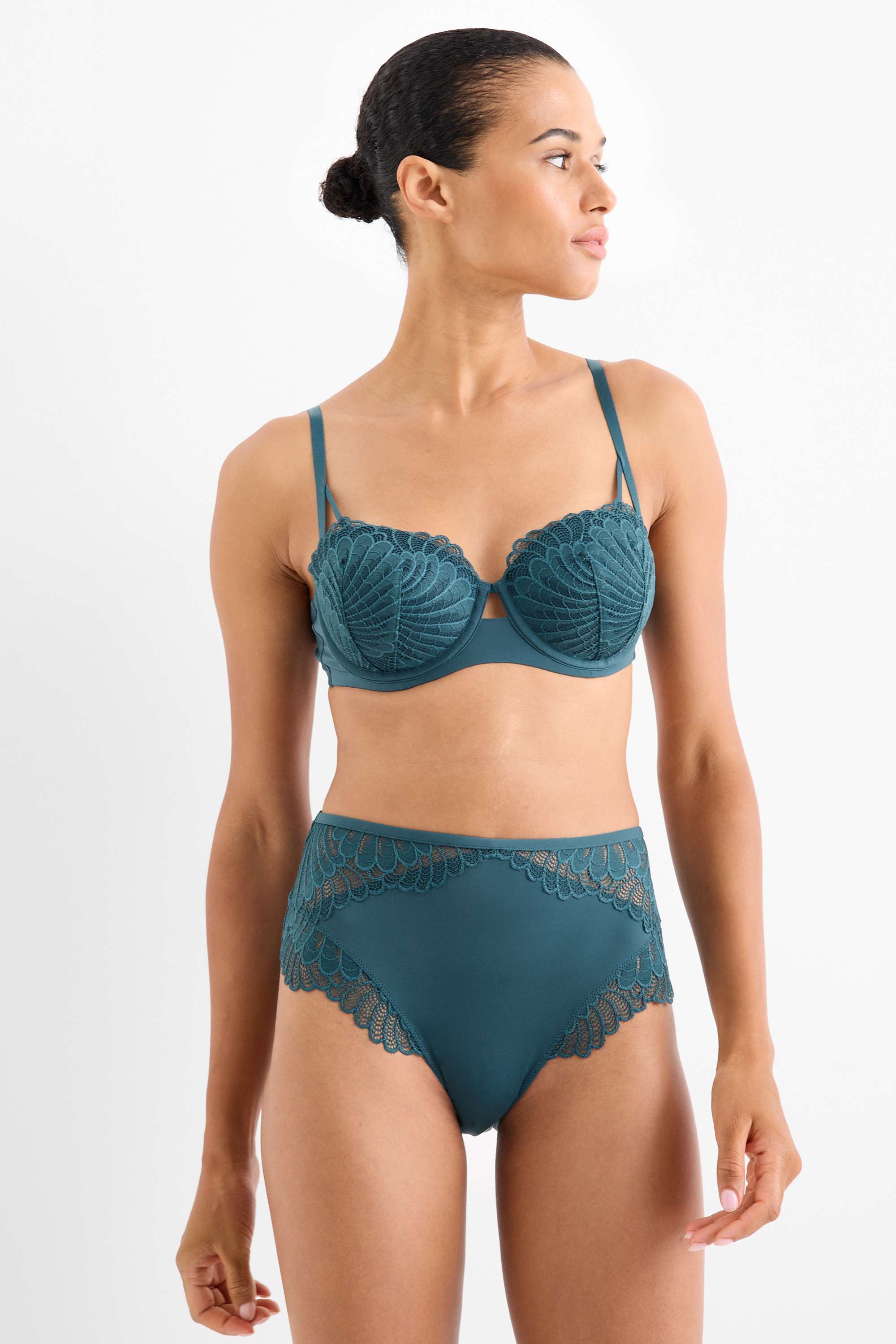 Underwire bra - BALCONETTE - padded dark green