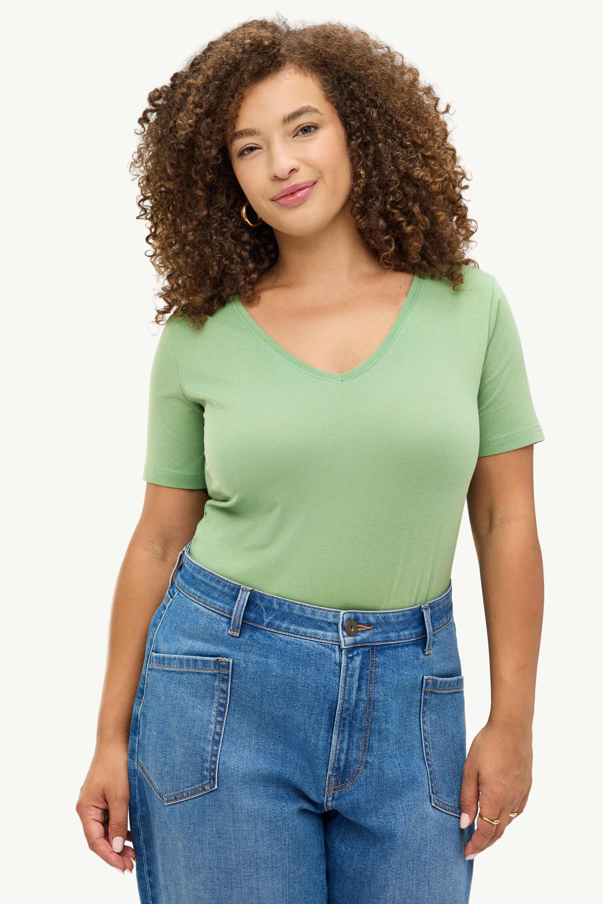 V-neck T-shirt - slim fit green