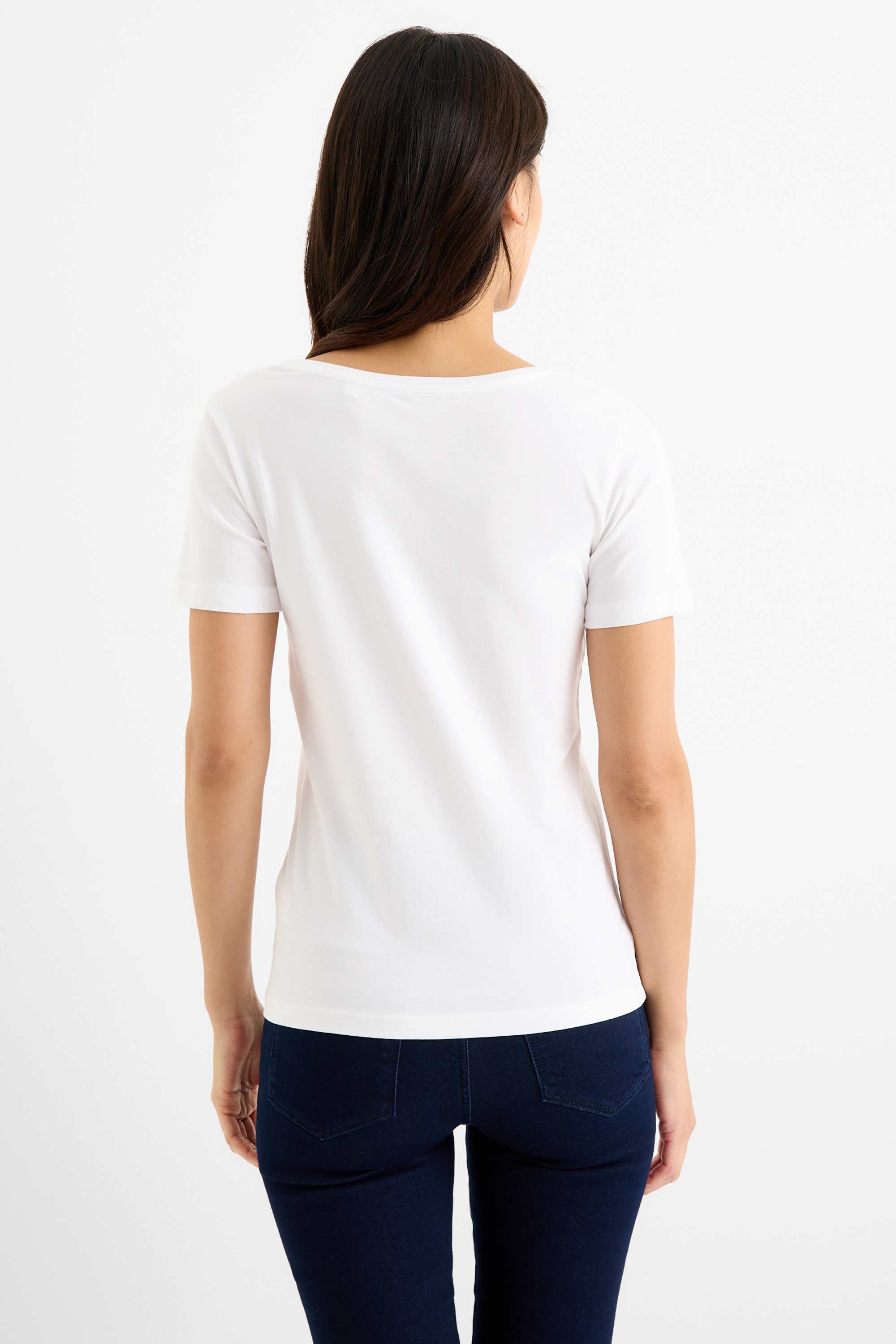 V-neck T-shirt - slim fit white