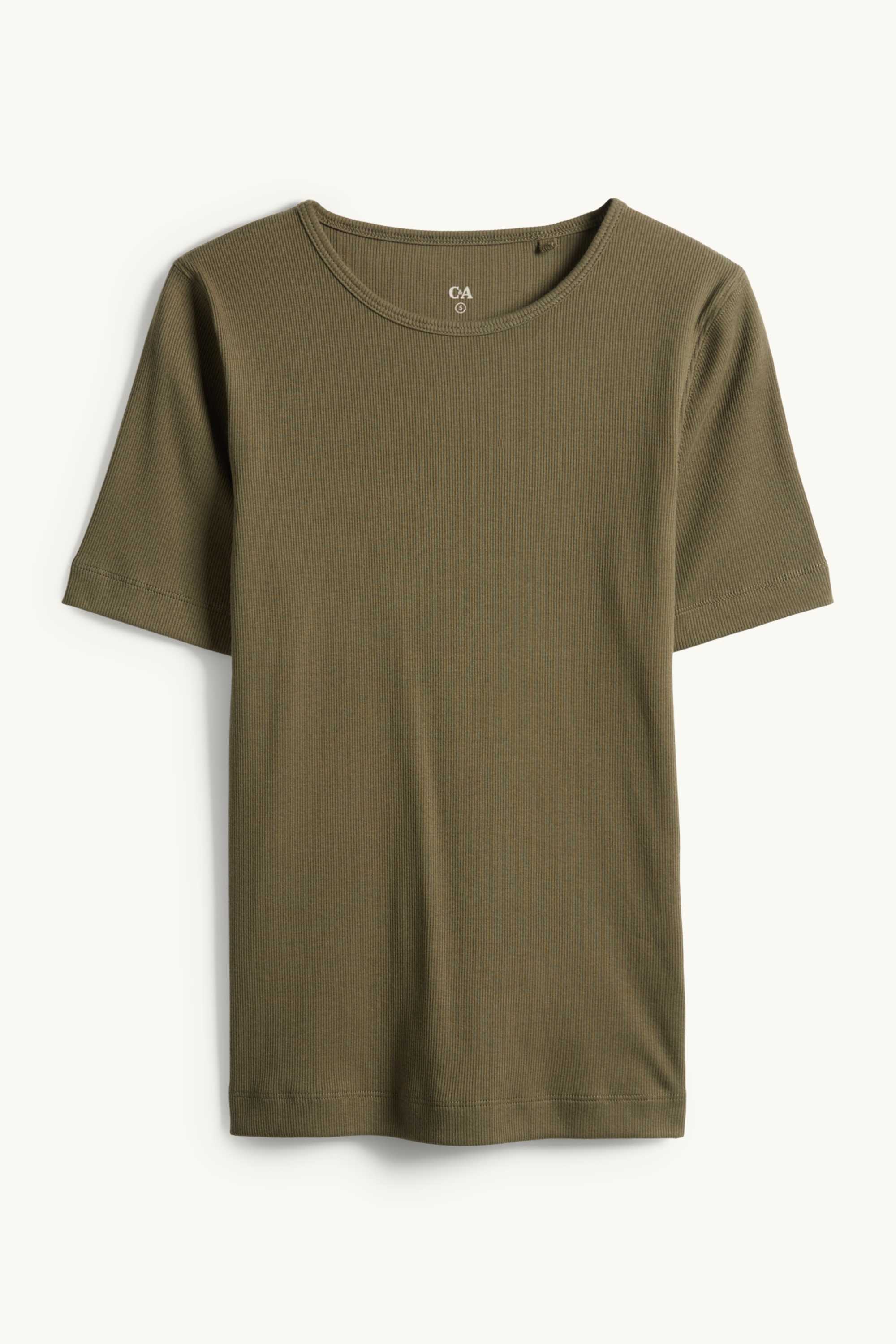 T-shirt - slim fit - ribbed khaki
