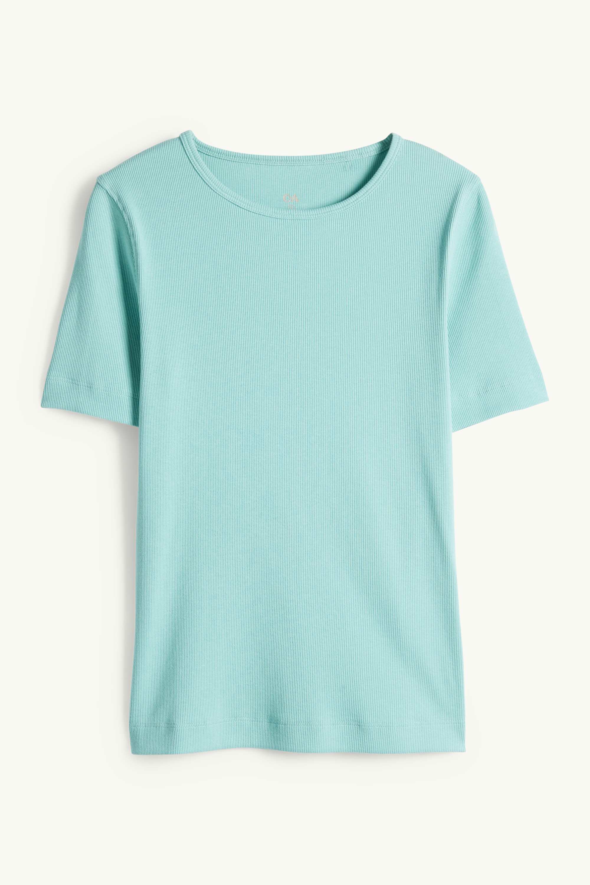 T-shirt - slim fit - ribbed light green
