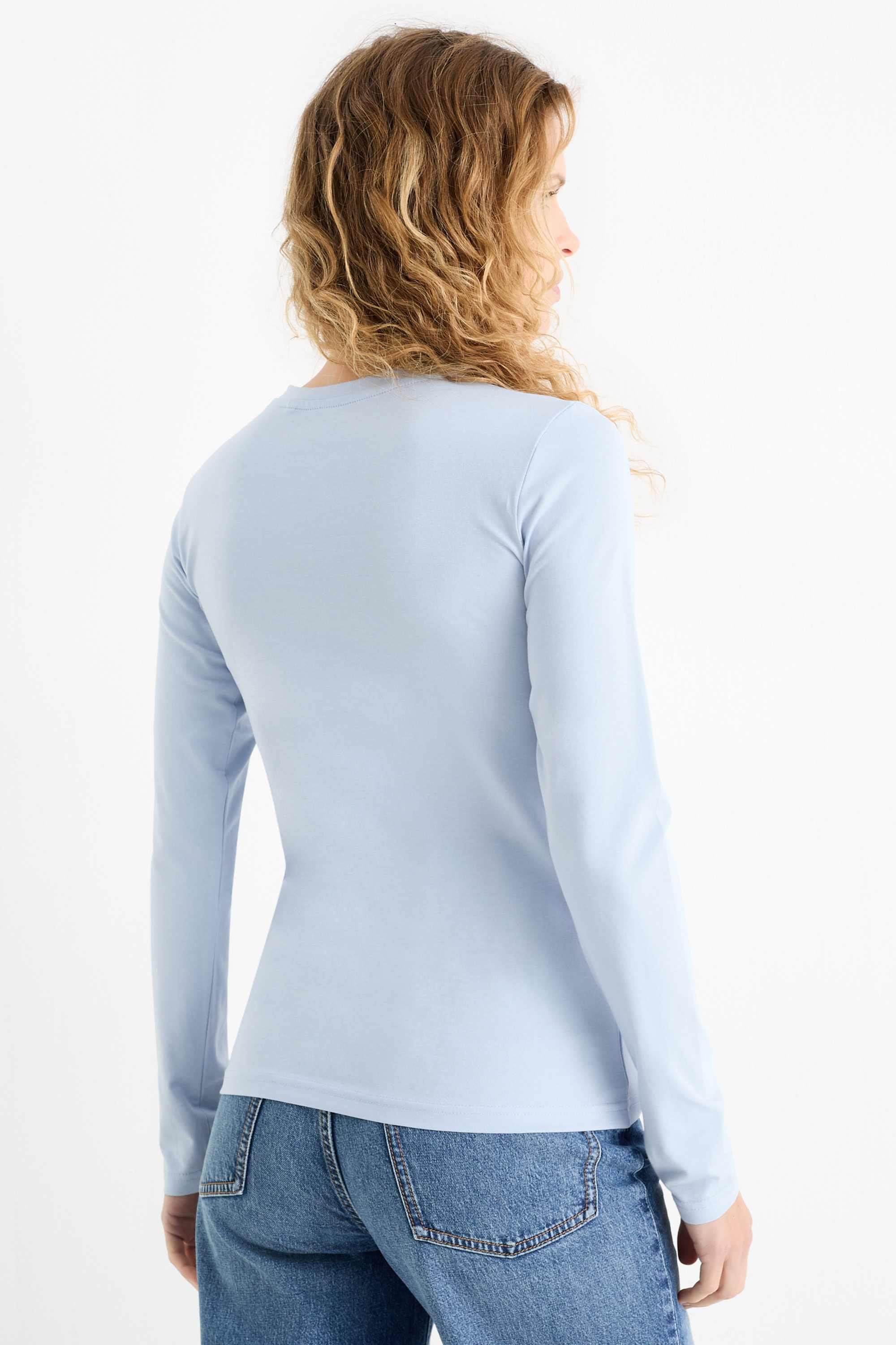 Long sleeve top - slim fit light blue (11)