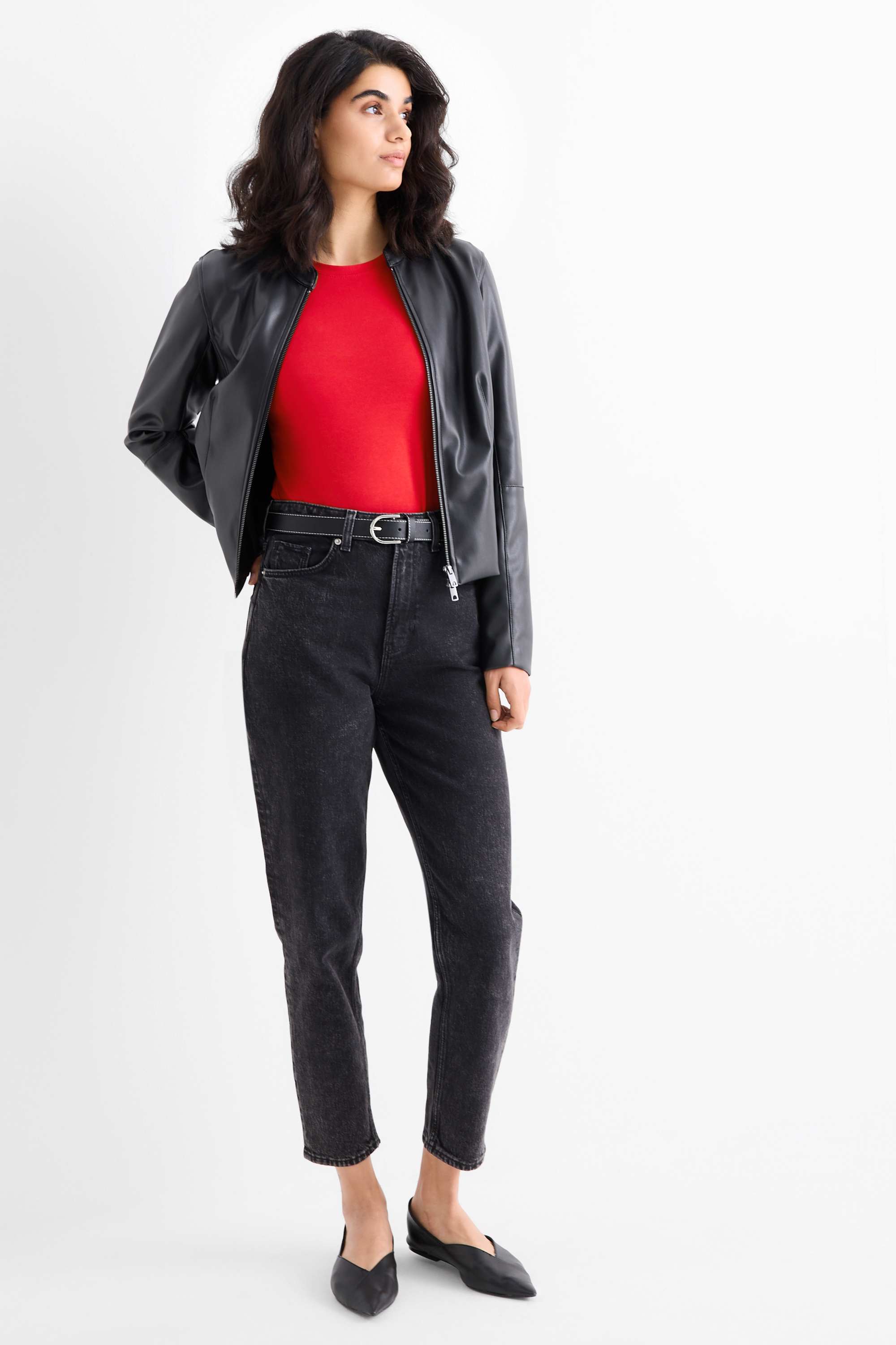 Long sleeve top - slim fit red