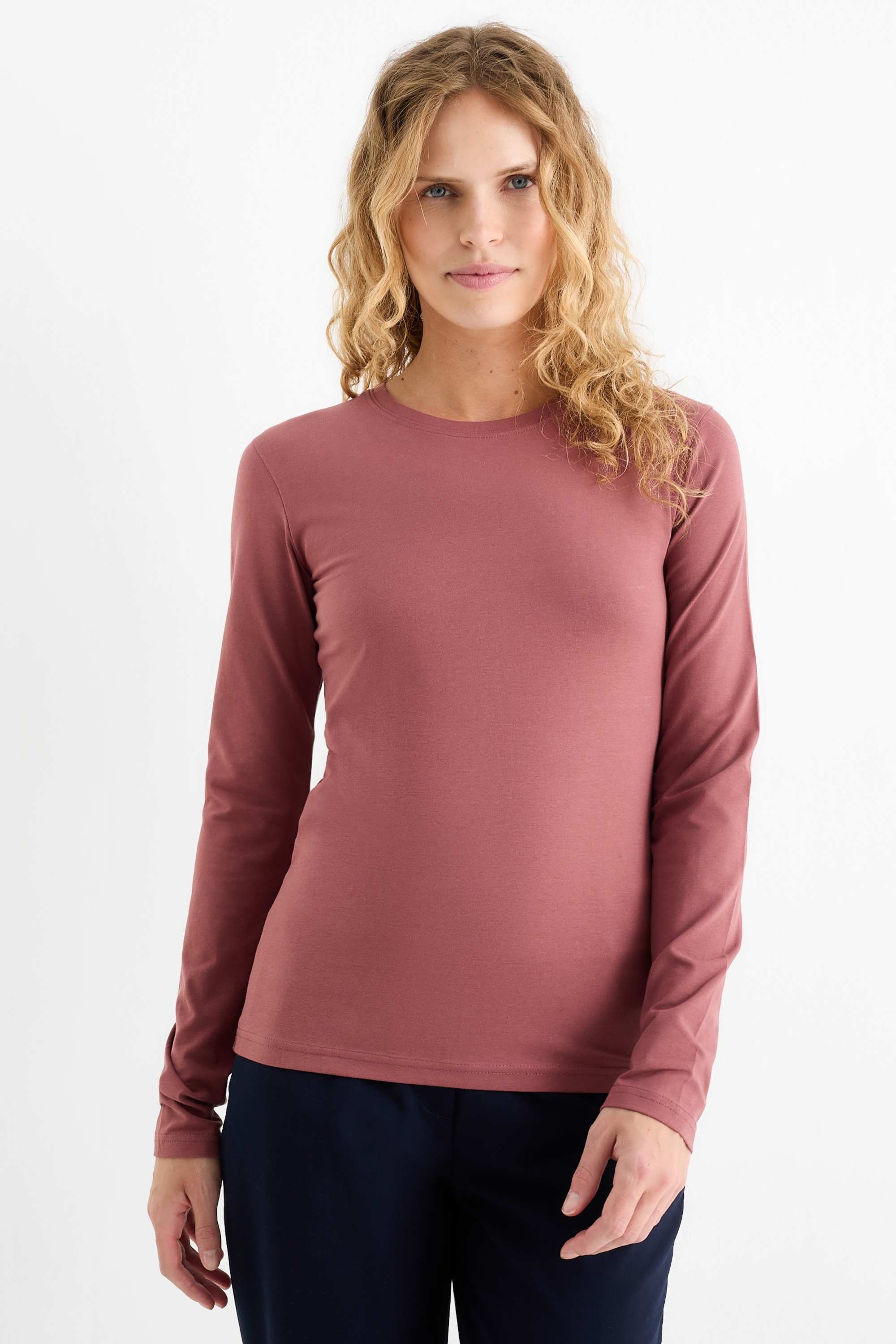 Long sleeve top - slim fit bordeaux