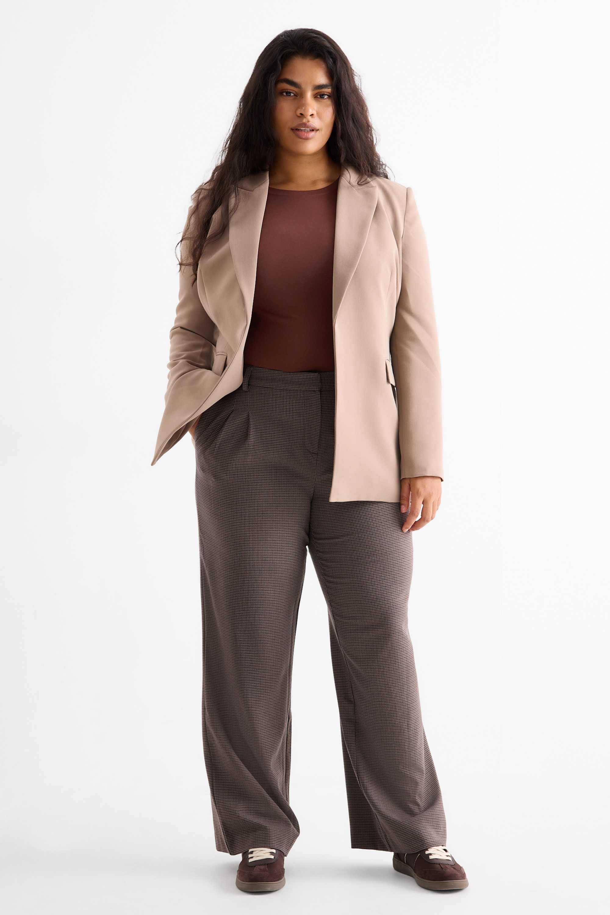 Long sleeve top - slim fit dark brown