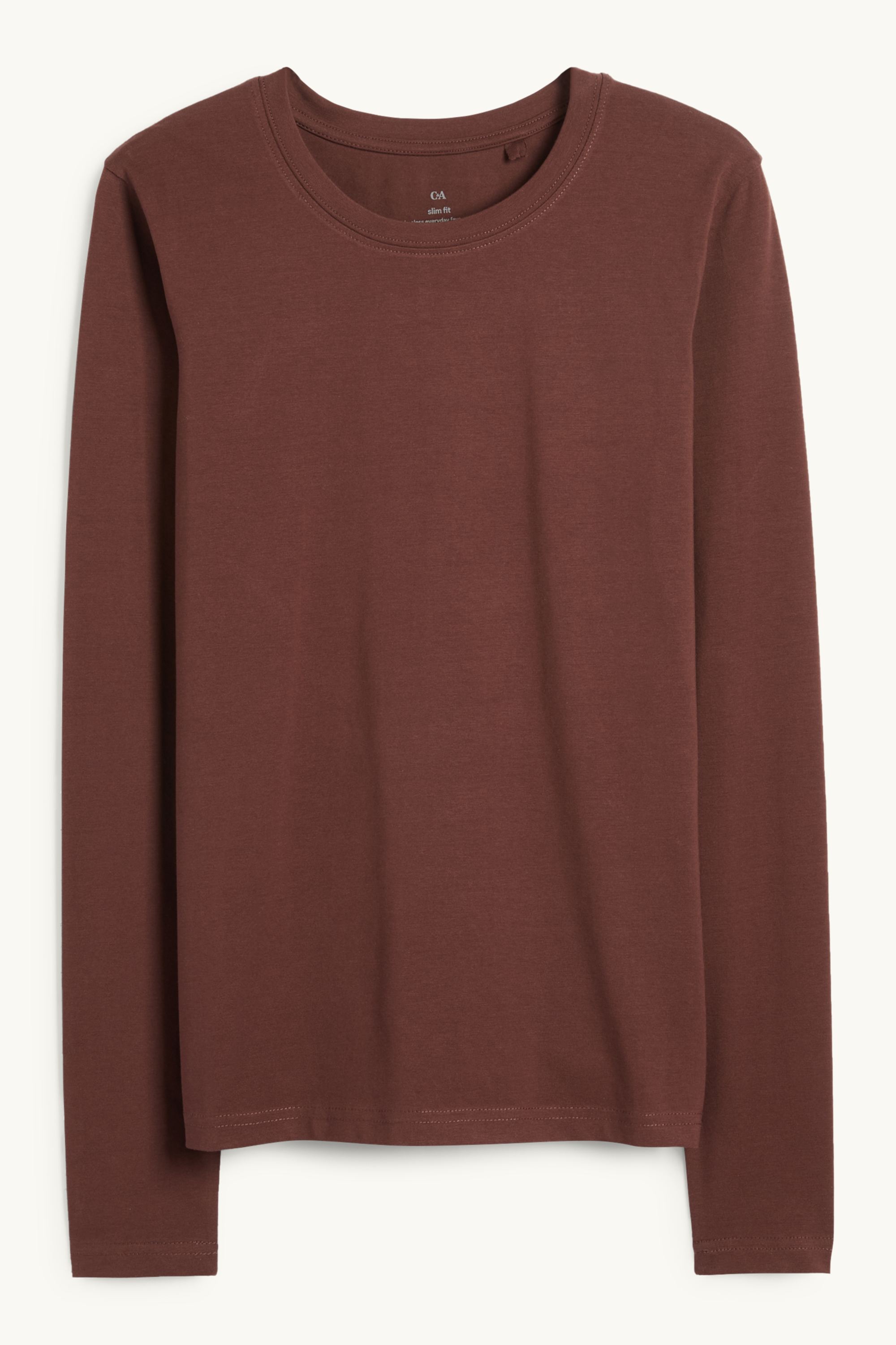 Long sleeve top - slim fit dark brown