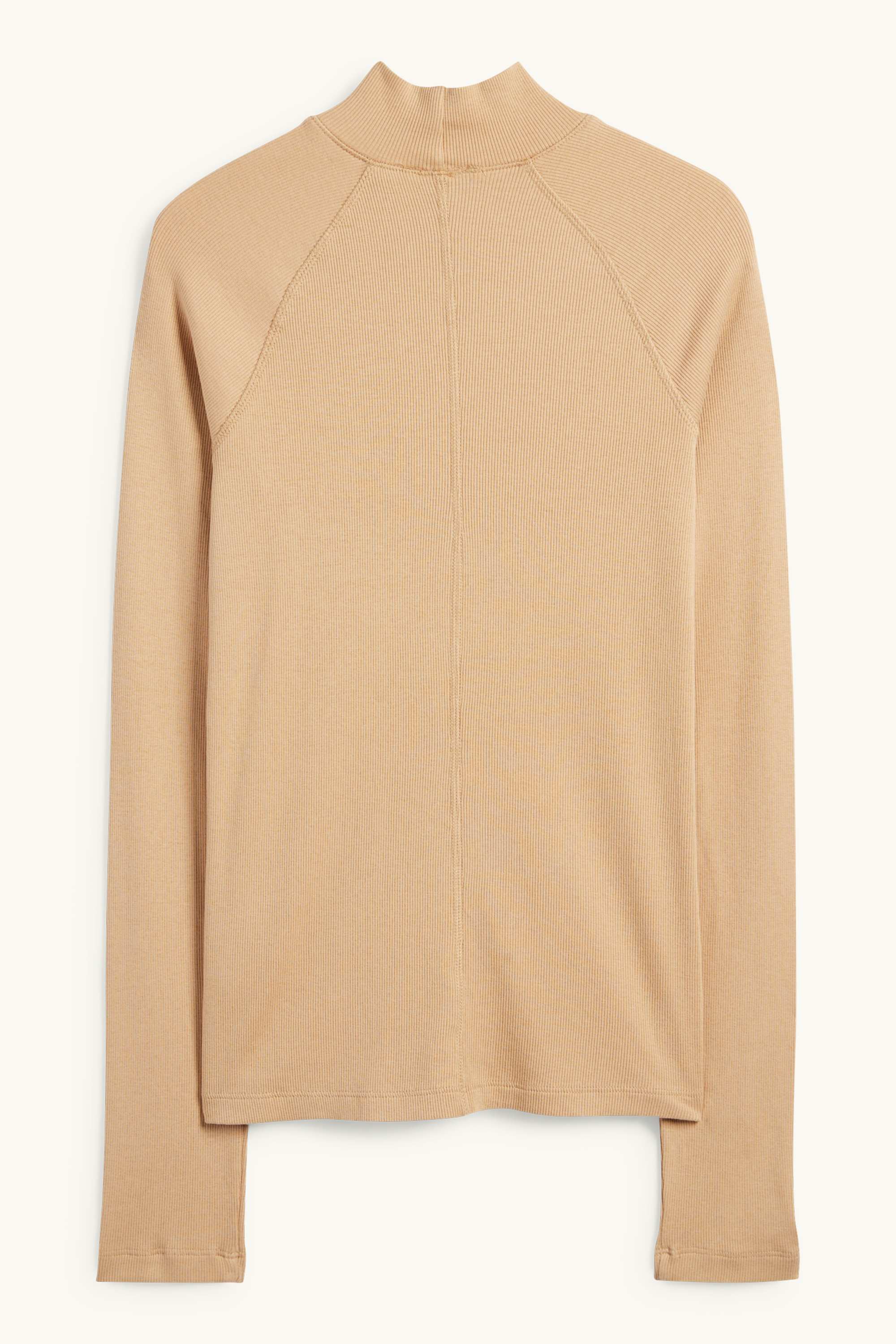 Long sleeve top - slim fit - ribbed light beige