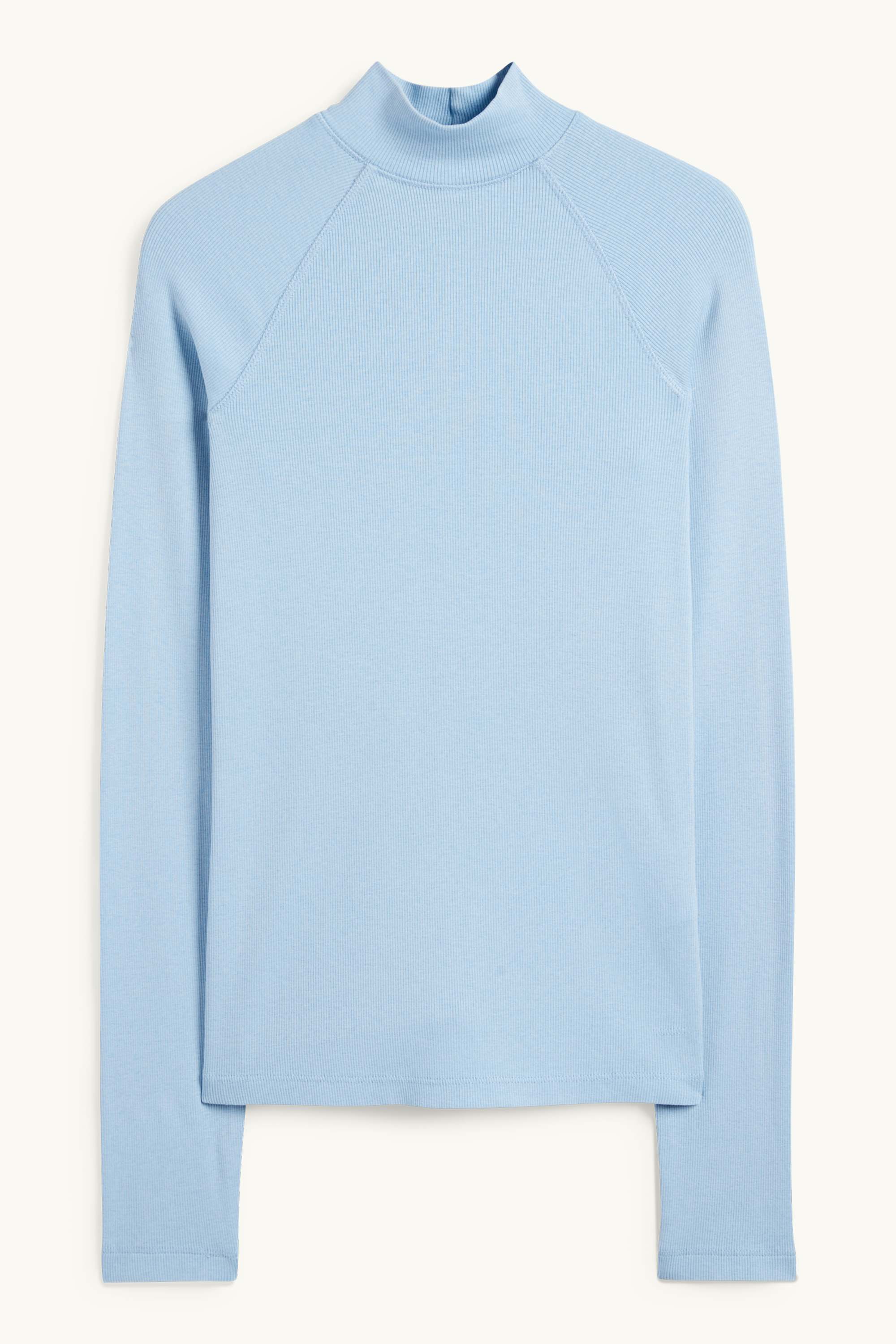 Long sleeve top - slim fit - ribbed light blue