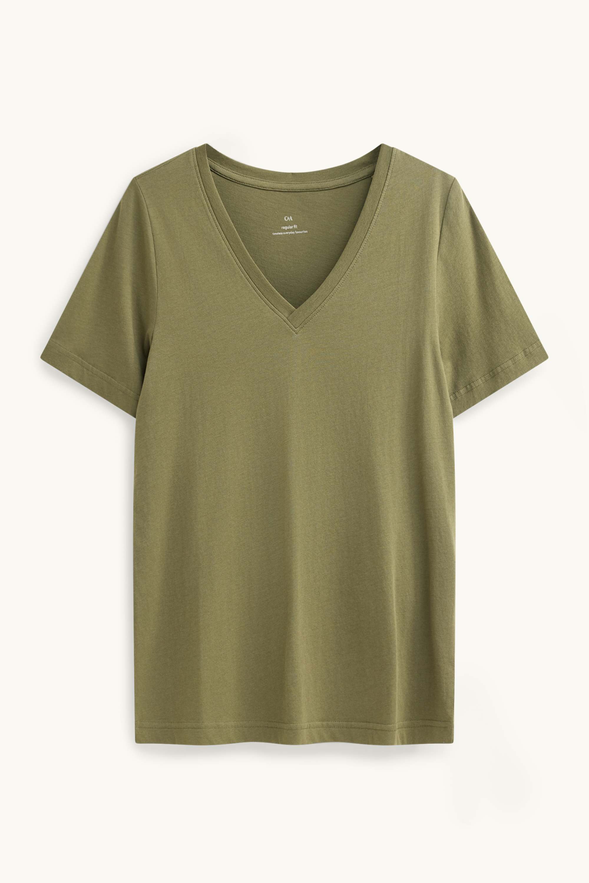 V-neck T-shirt - regular fit khaki