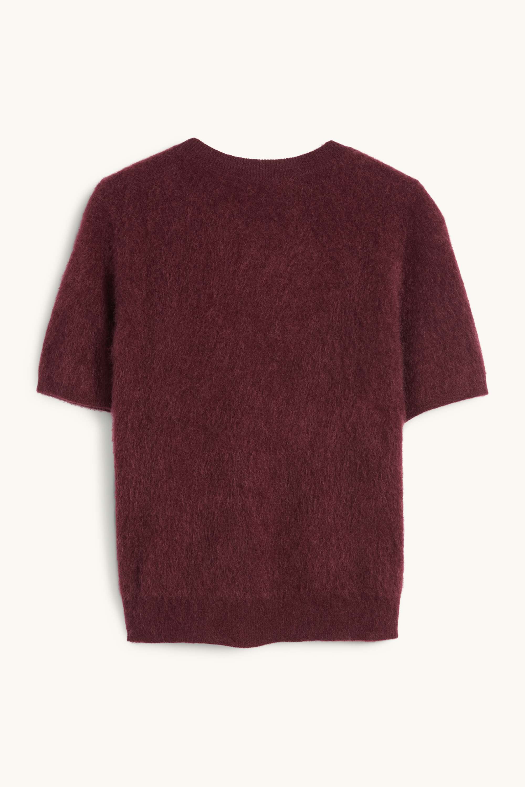 Knitted cashmere jumper - short sleeve bordeaux