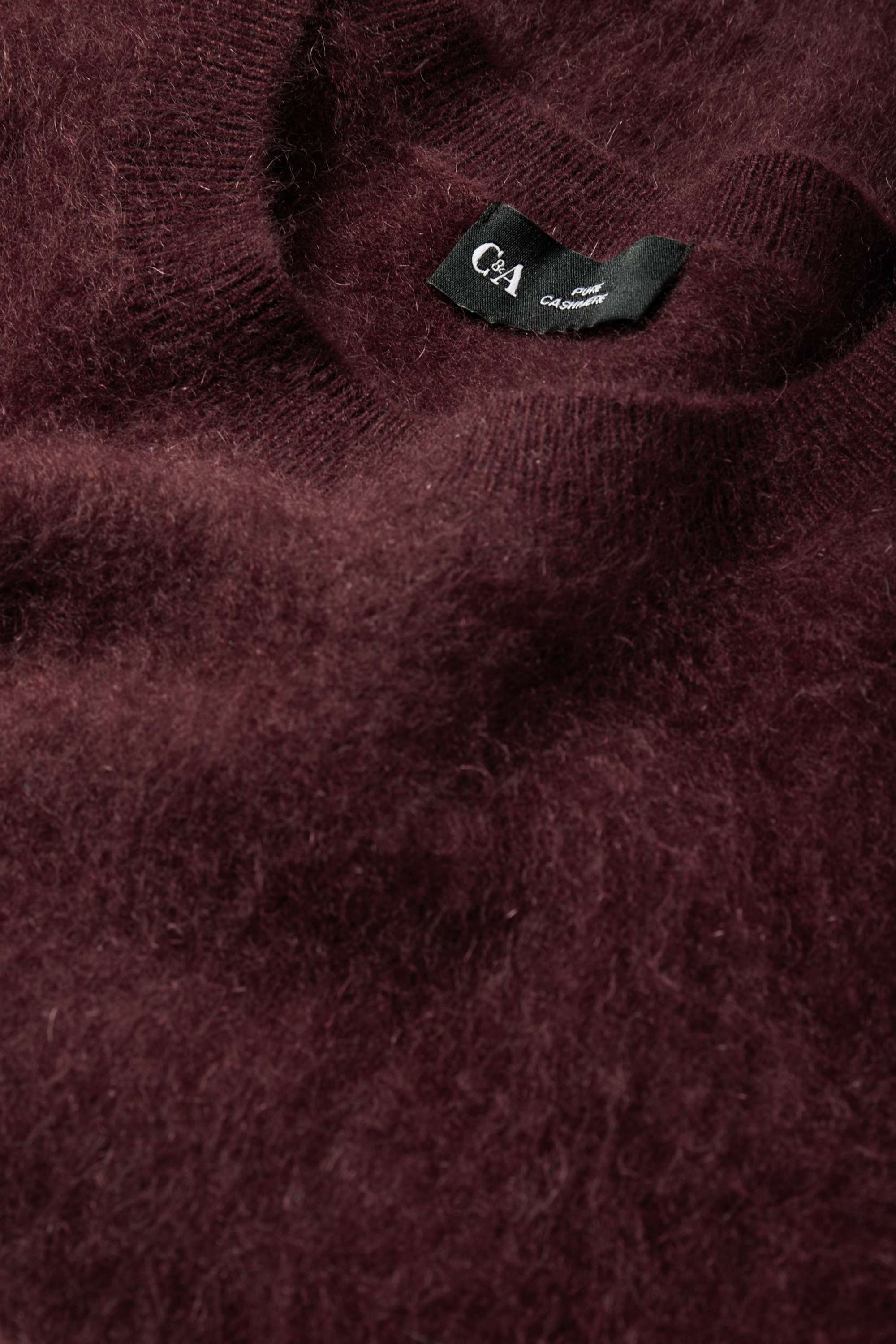 Knitted cashmere jumper - short sleeve bordeaux