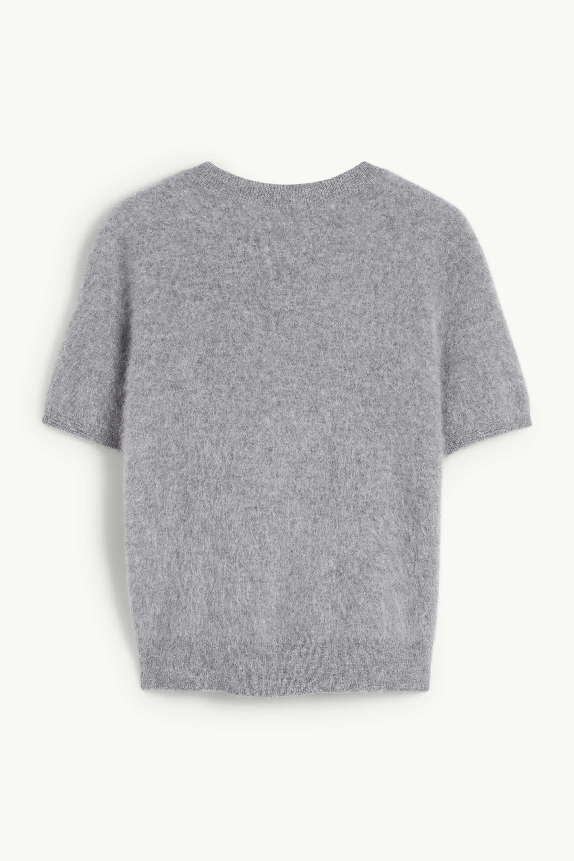 Knitted cashmere jumper - short sleeve gray