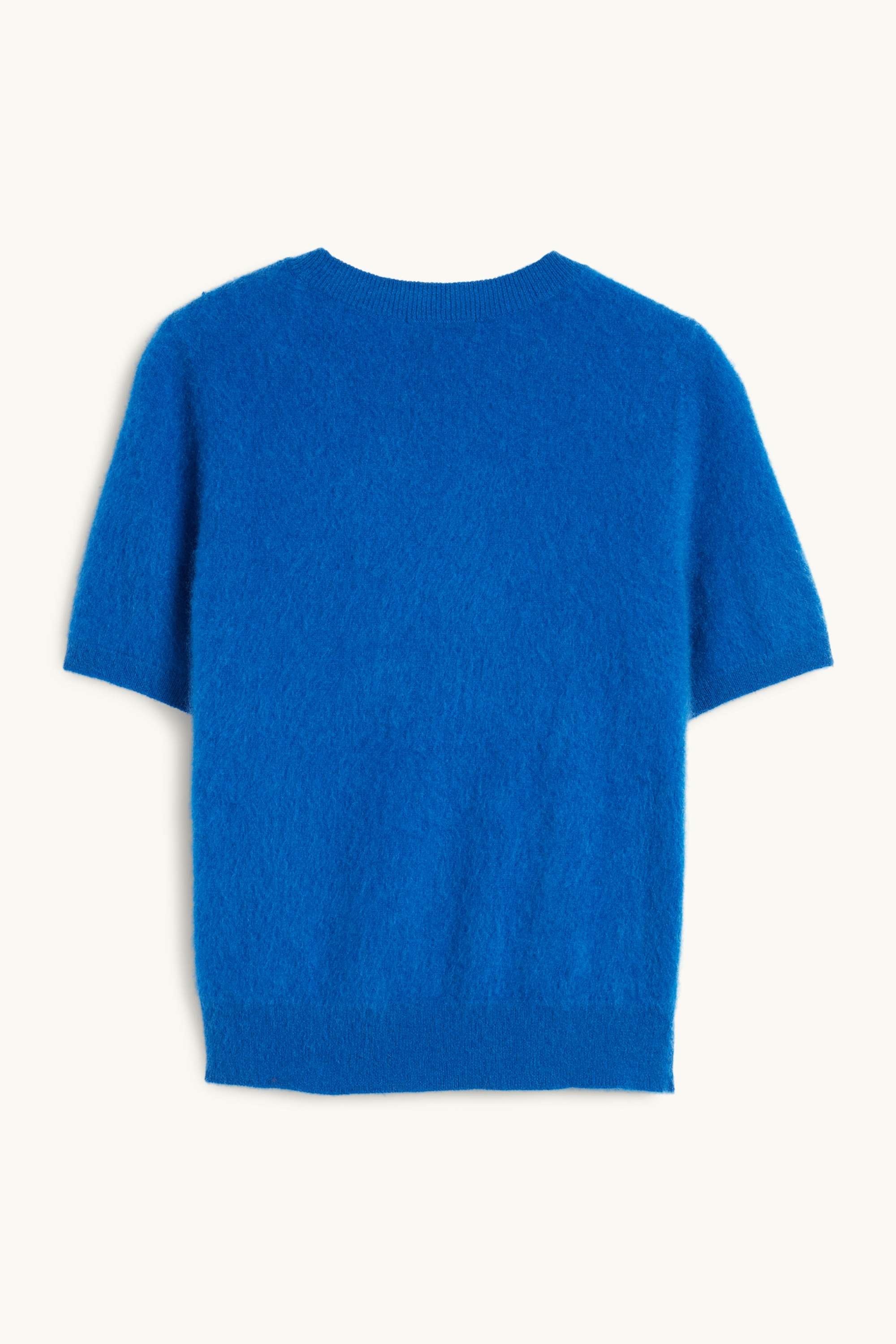 Knitted cashmere jumper - short sleeve blue