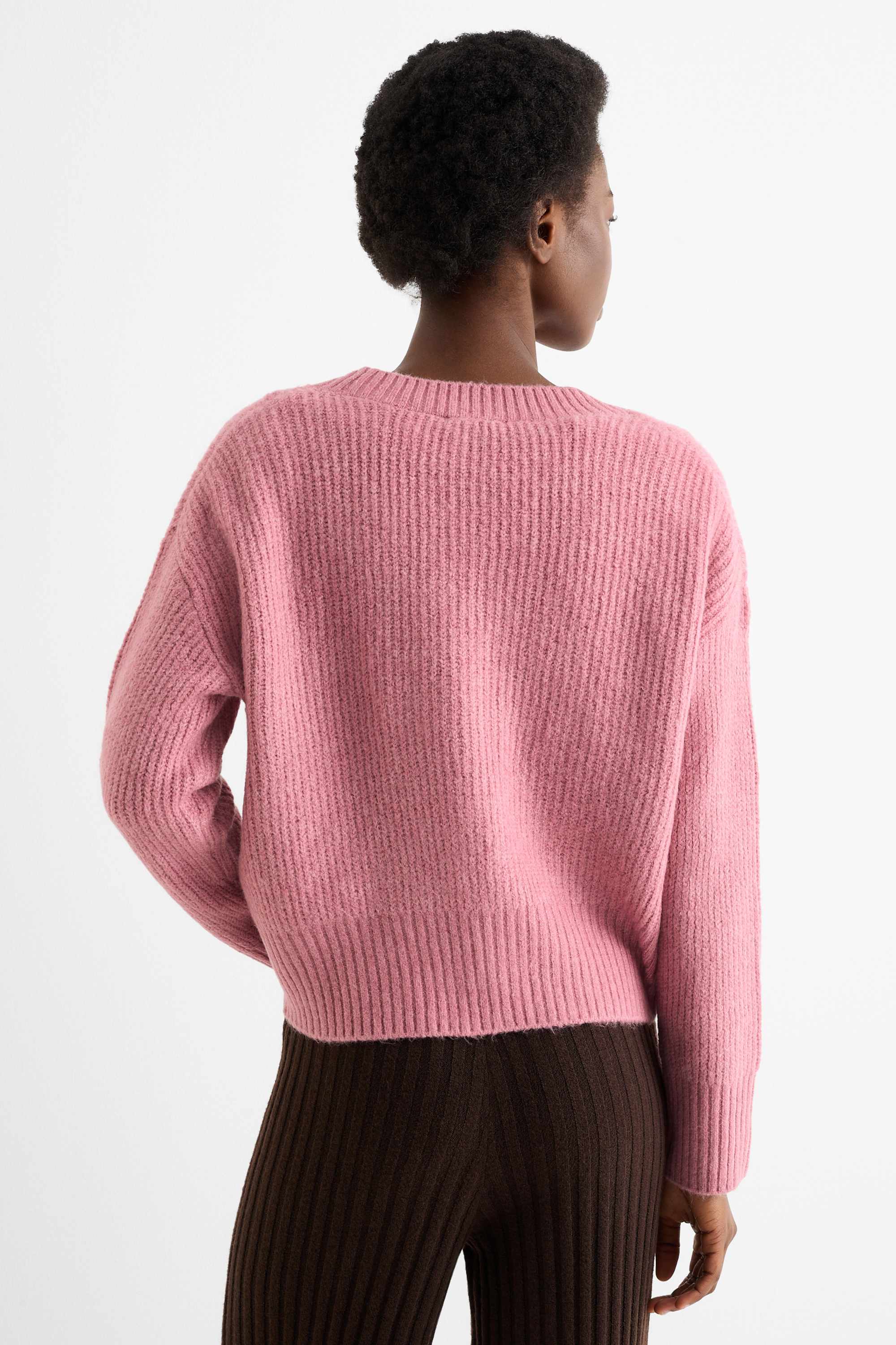 Cardigan - ribbed rose