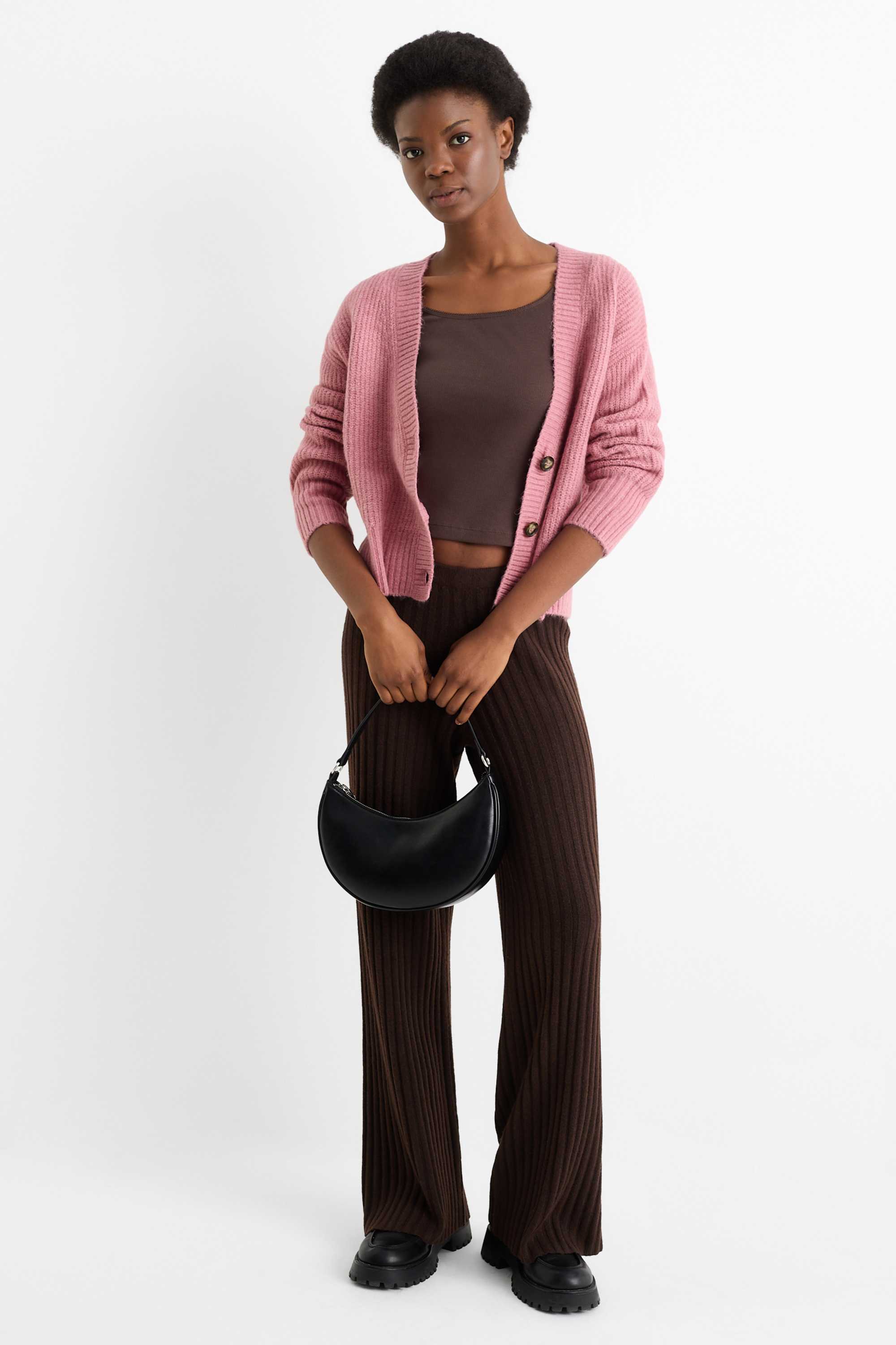 Cardigan - ribbed rose