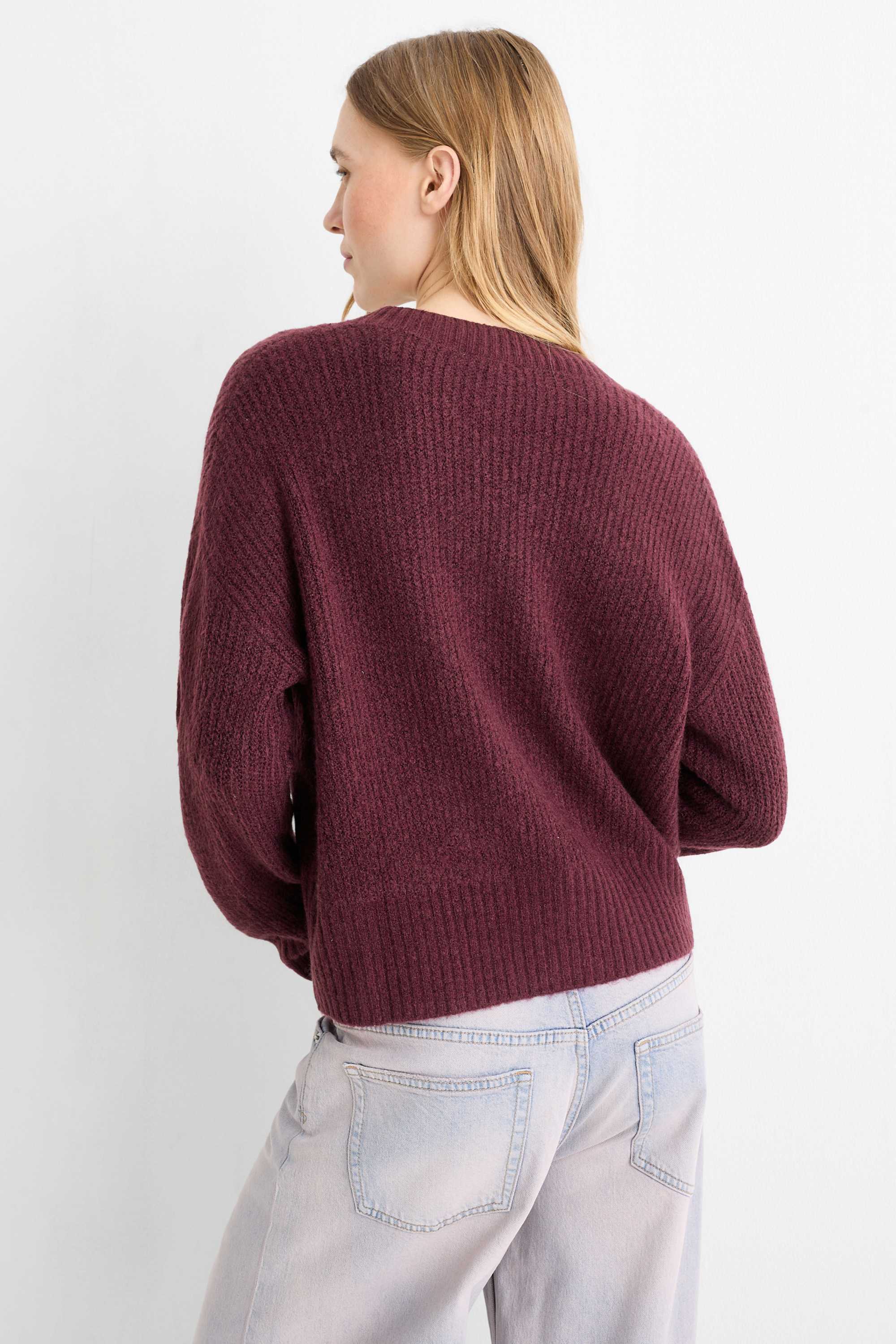 Cardigan - ribbed bordeaux
